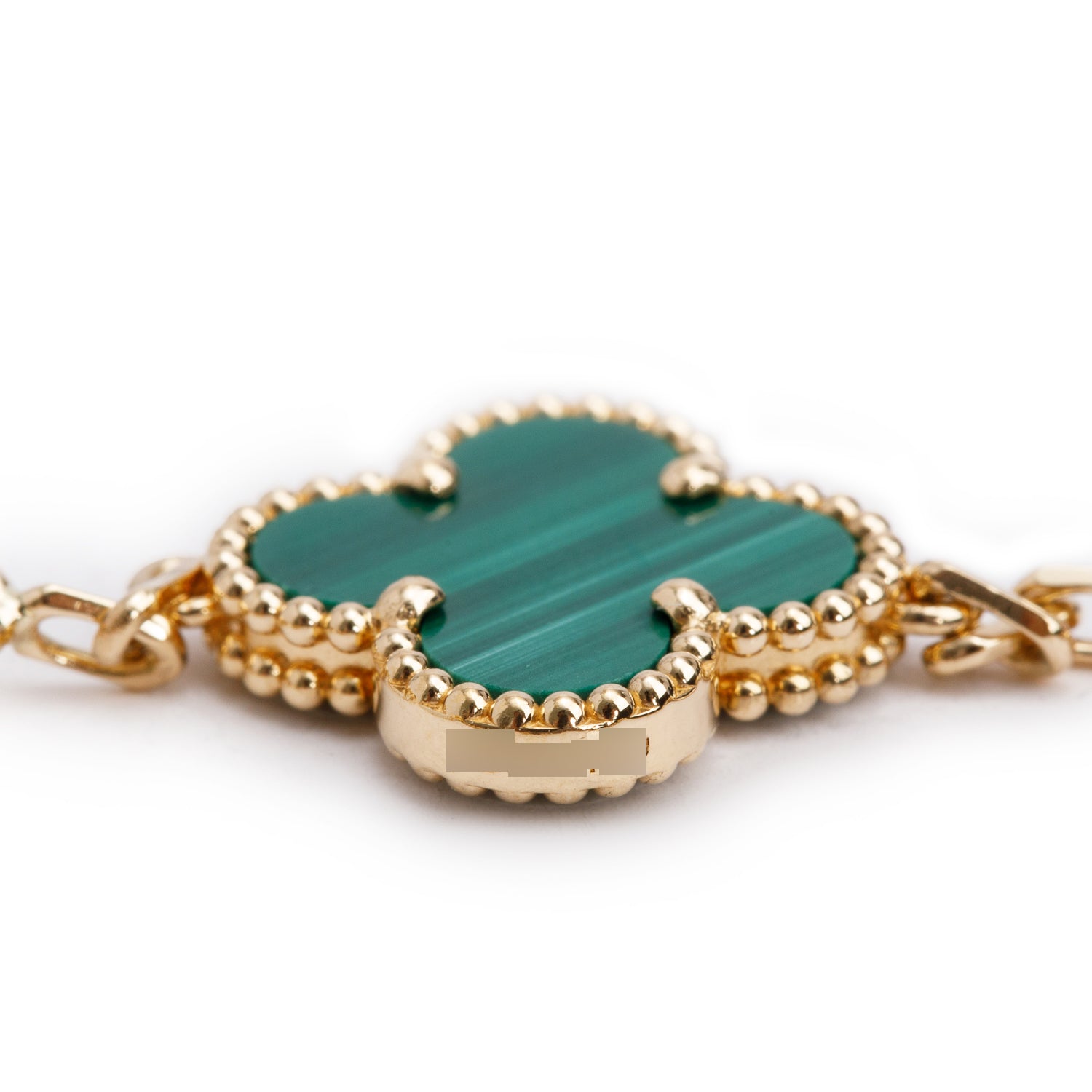 Van Cleef & Arpels 2020 18k Yellow Gold Vintage 5 Motif Malachite Bracelet w/ Box & Certificate