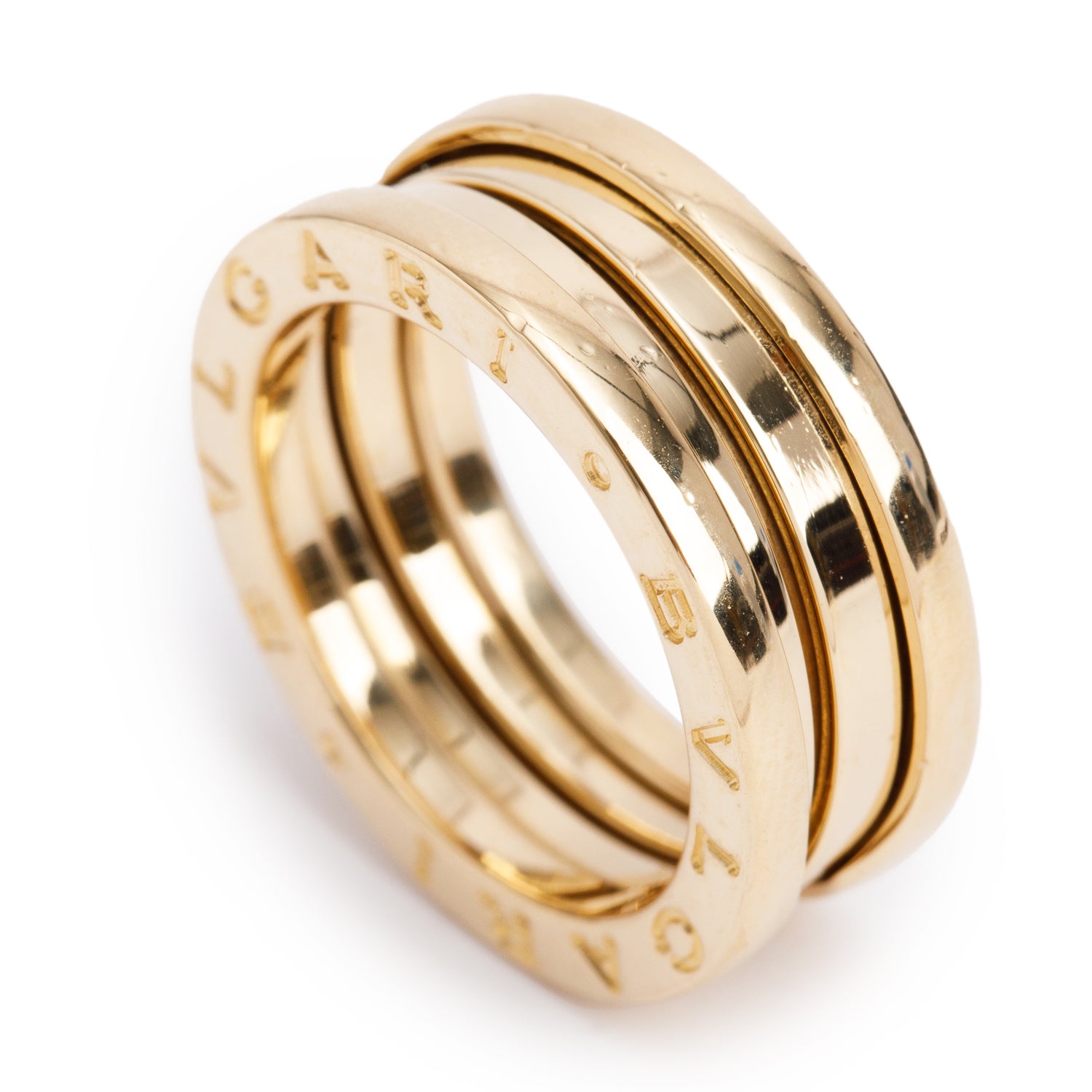 BVLGARI 18k Yellow Gold B.Zero1 3-Band Ring, Size 51 5.5