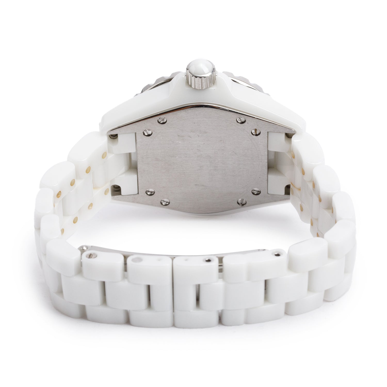 Chanel White Ceramic Diamond Bezel 33 MM J12 Quartz Watch White Dial H0967