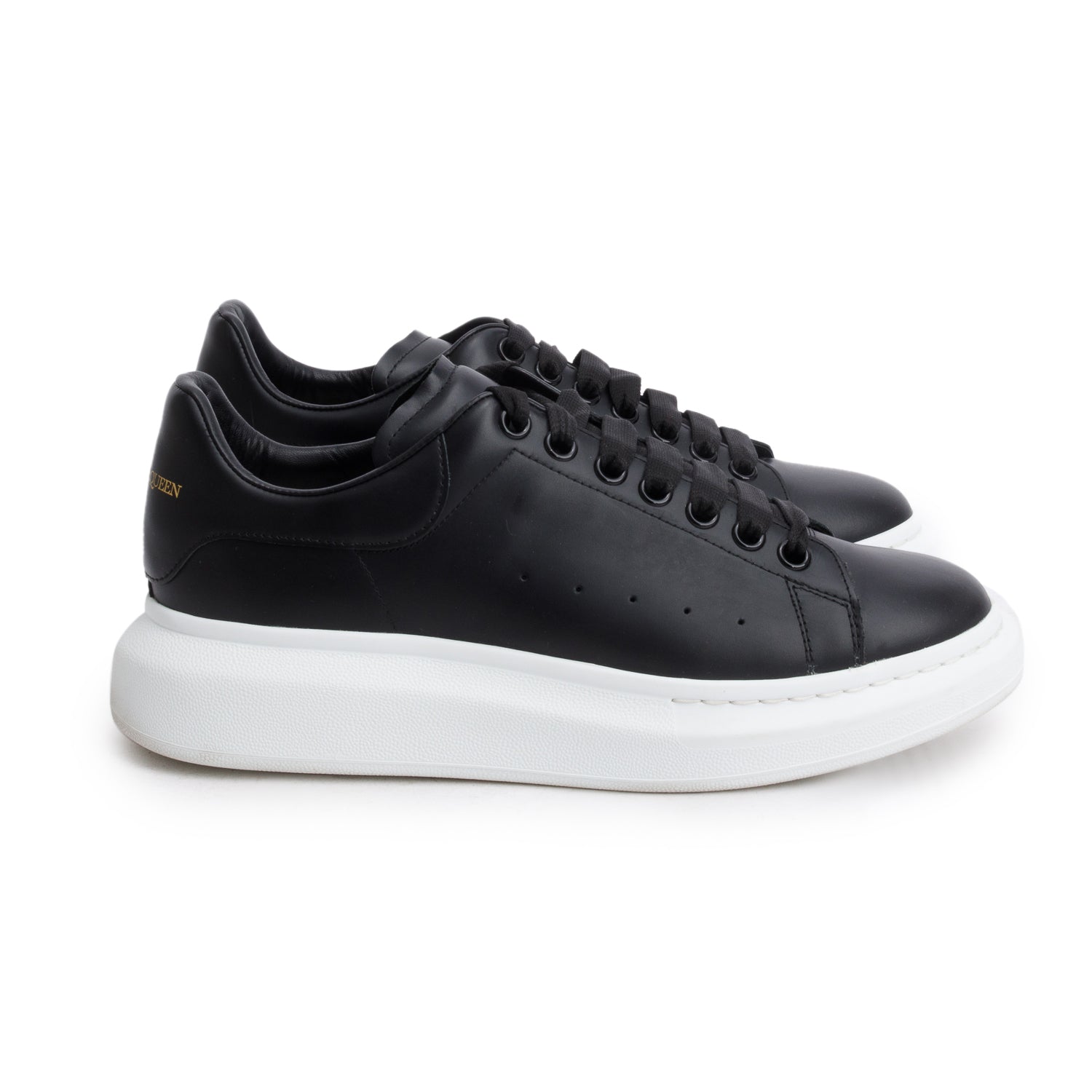 Alexander McQueen Black Calfskin Leather Larry Sneakers, Size 42 w/ Box
