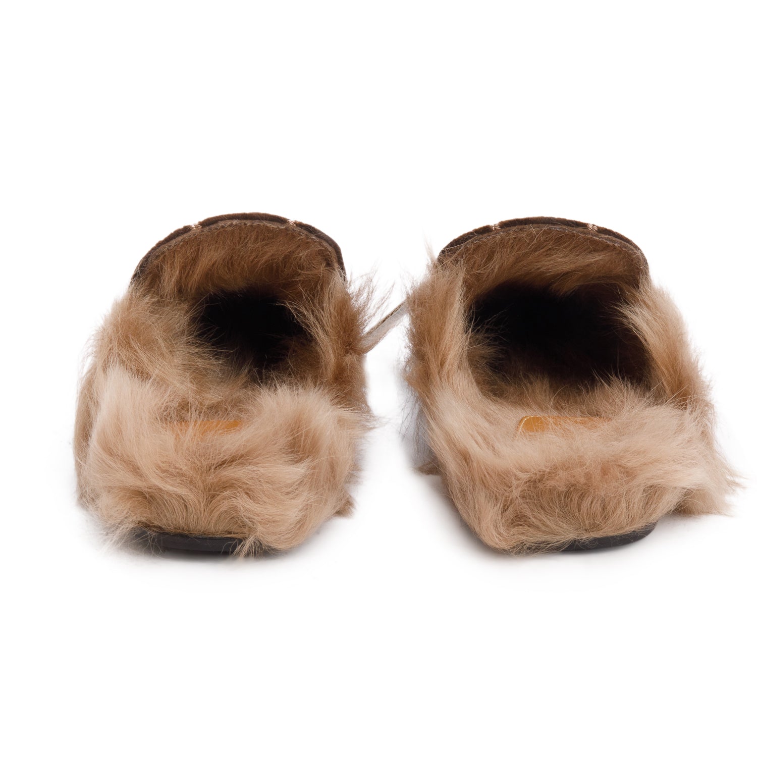 Gucci Brown Velvet GG Kid Fur Princetown Mules, Size 38 w/ Box