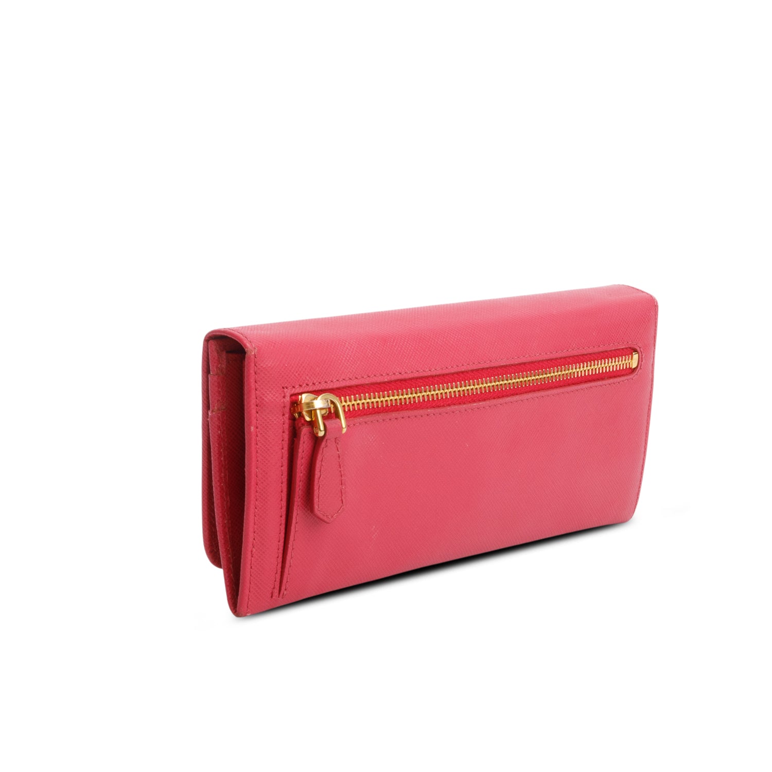 Prada Pink Saffiano Lux Leather Bow Continental Wallet