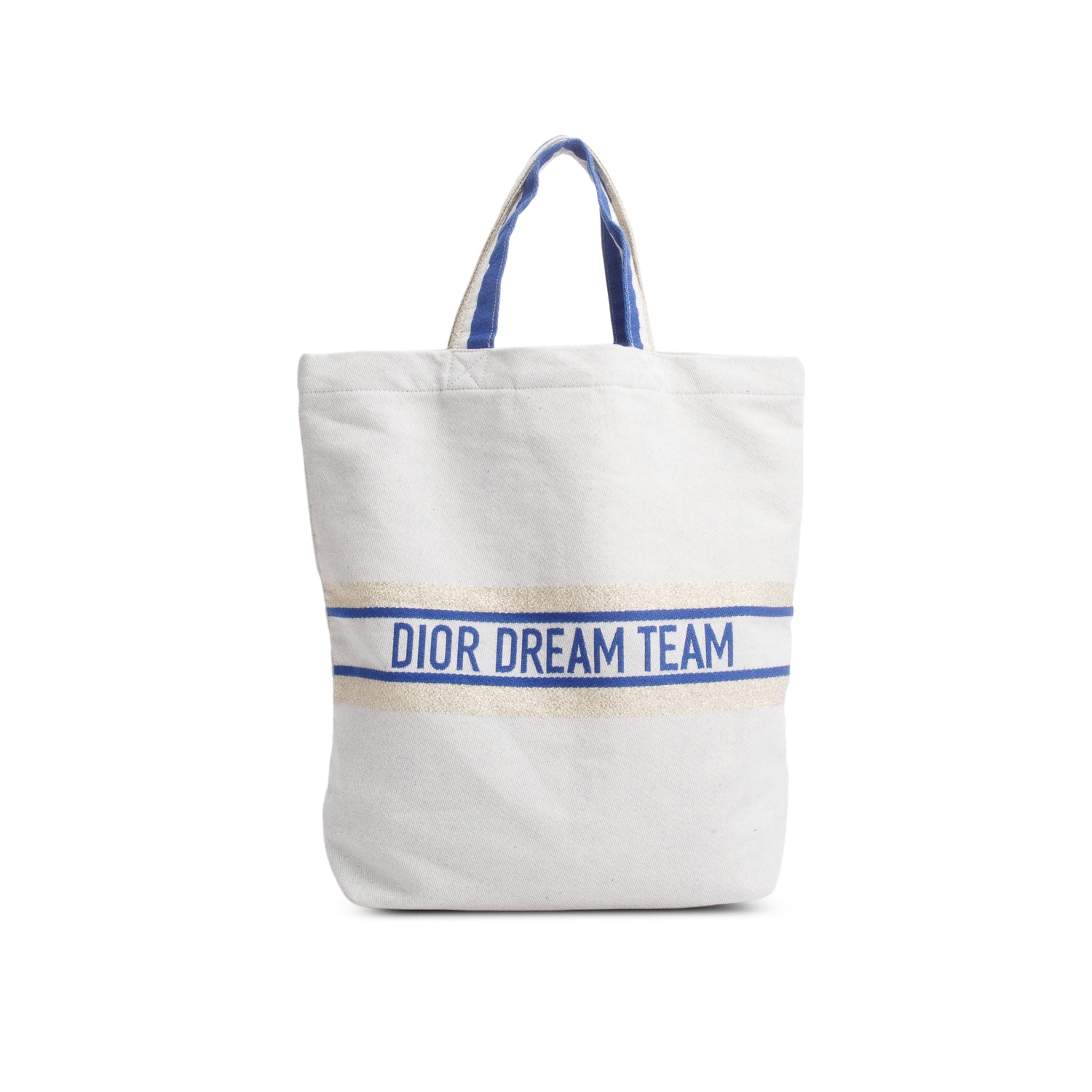 Christian Dior Beige Blue Canvas 'Dior Dream Team' Tote Bag