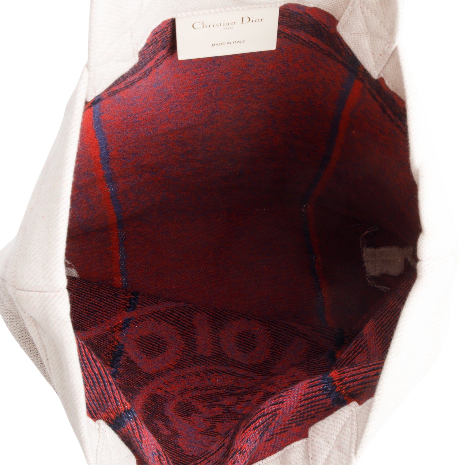 Christian Dior Beige Canvas 'L'union Fait La Force' Tote Bag