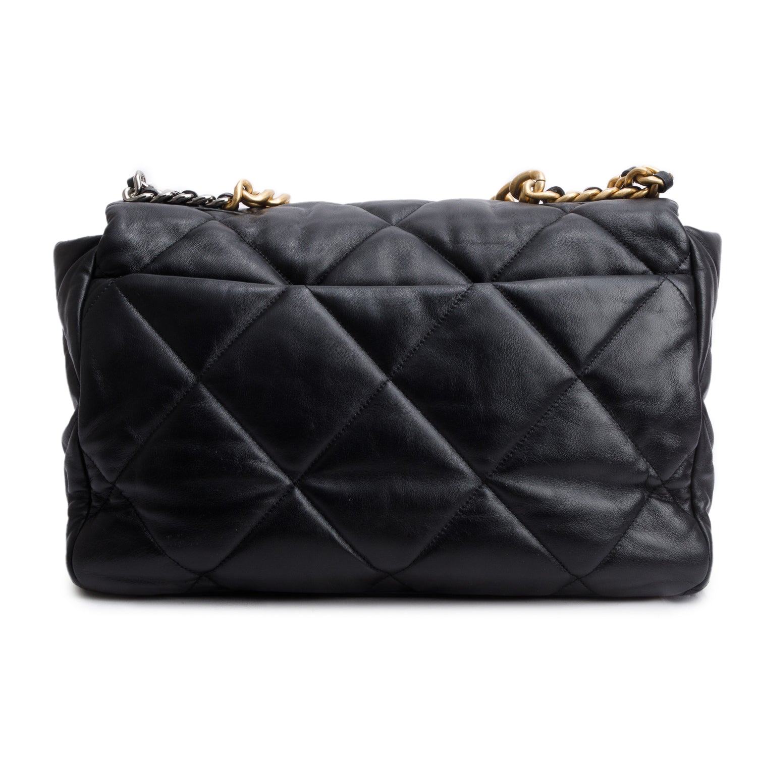 Chanel Black Lambskin Leather Maxi 19 Flap Bag
