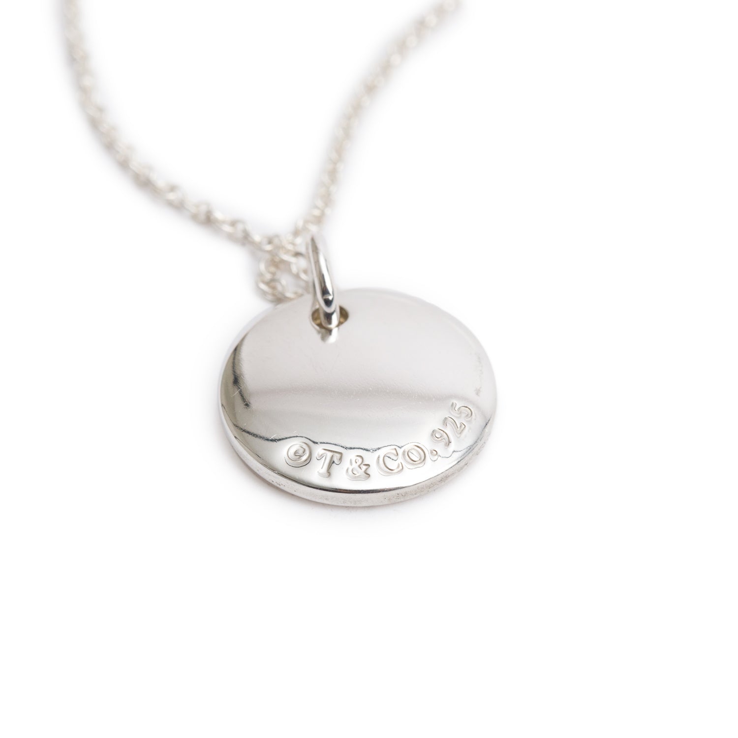 Tiffany & Co. Sterling Silver Notes Letter 'L' Disc Charm Pendant Necklace
