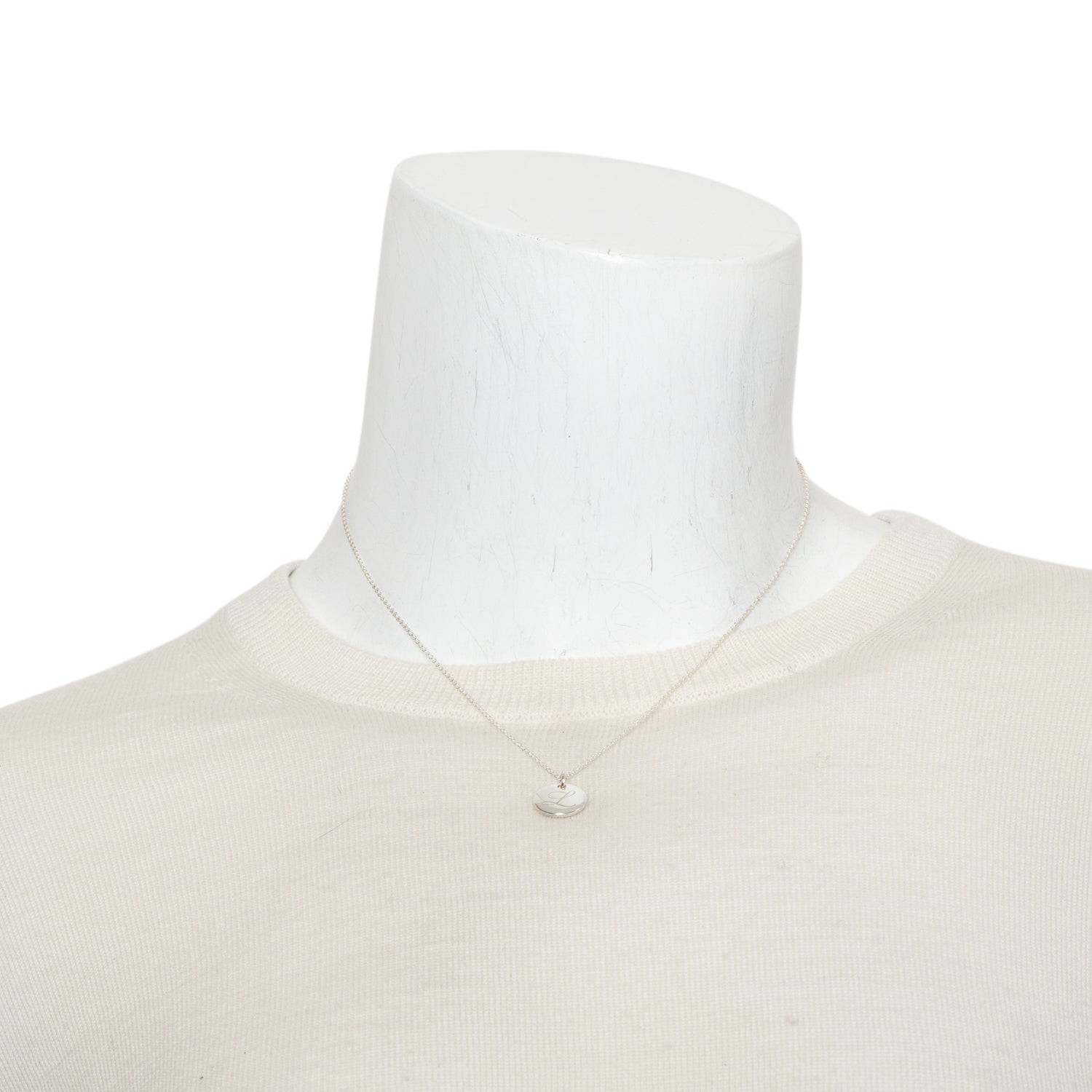 Tiffany & Co. Sterling Silver Notes Letter 'L' Disc Charm Pendant Necklace