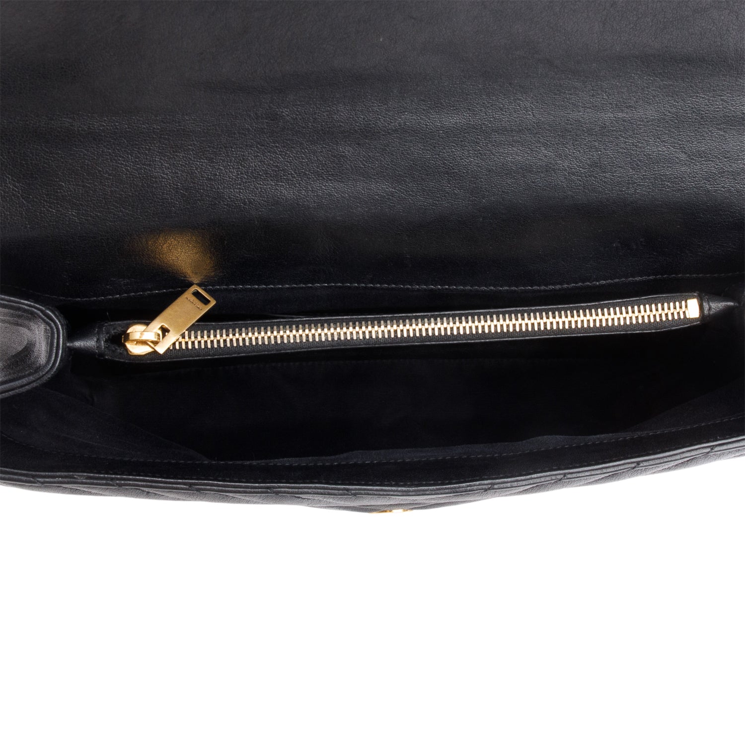 Saint Laurent Black Leather Large Chevron College Bag w/ Strap