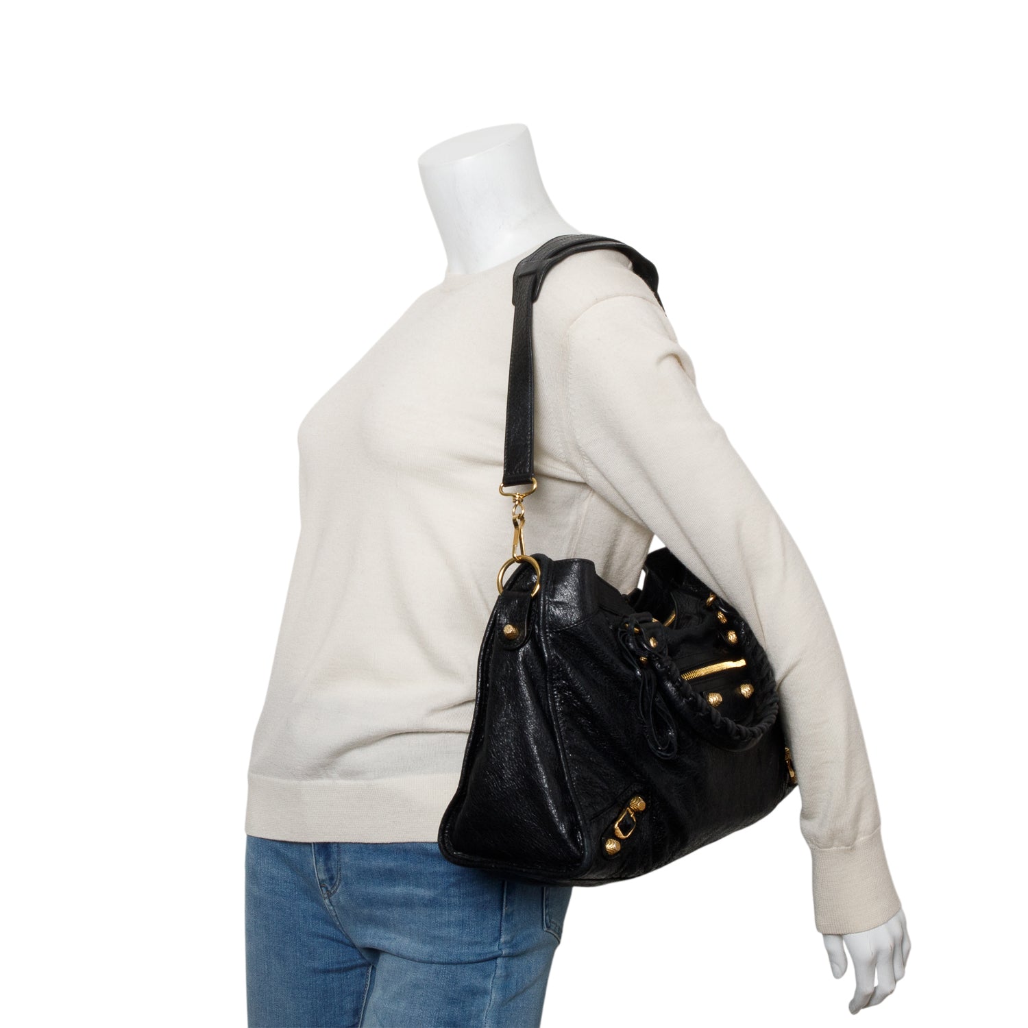 Balenciaga Black Agneau Leather Le City Medium Bag