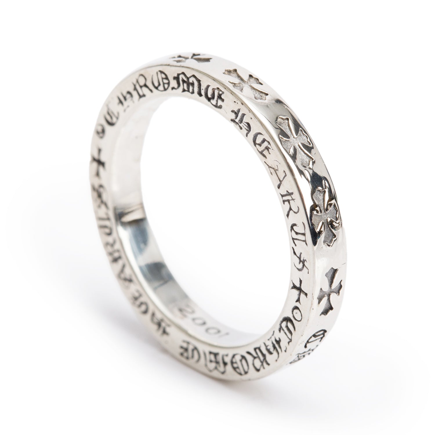 Chrome Hearts Sterling Silver Explicit Cross Spacer Band Ring, Size 8.5