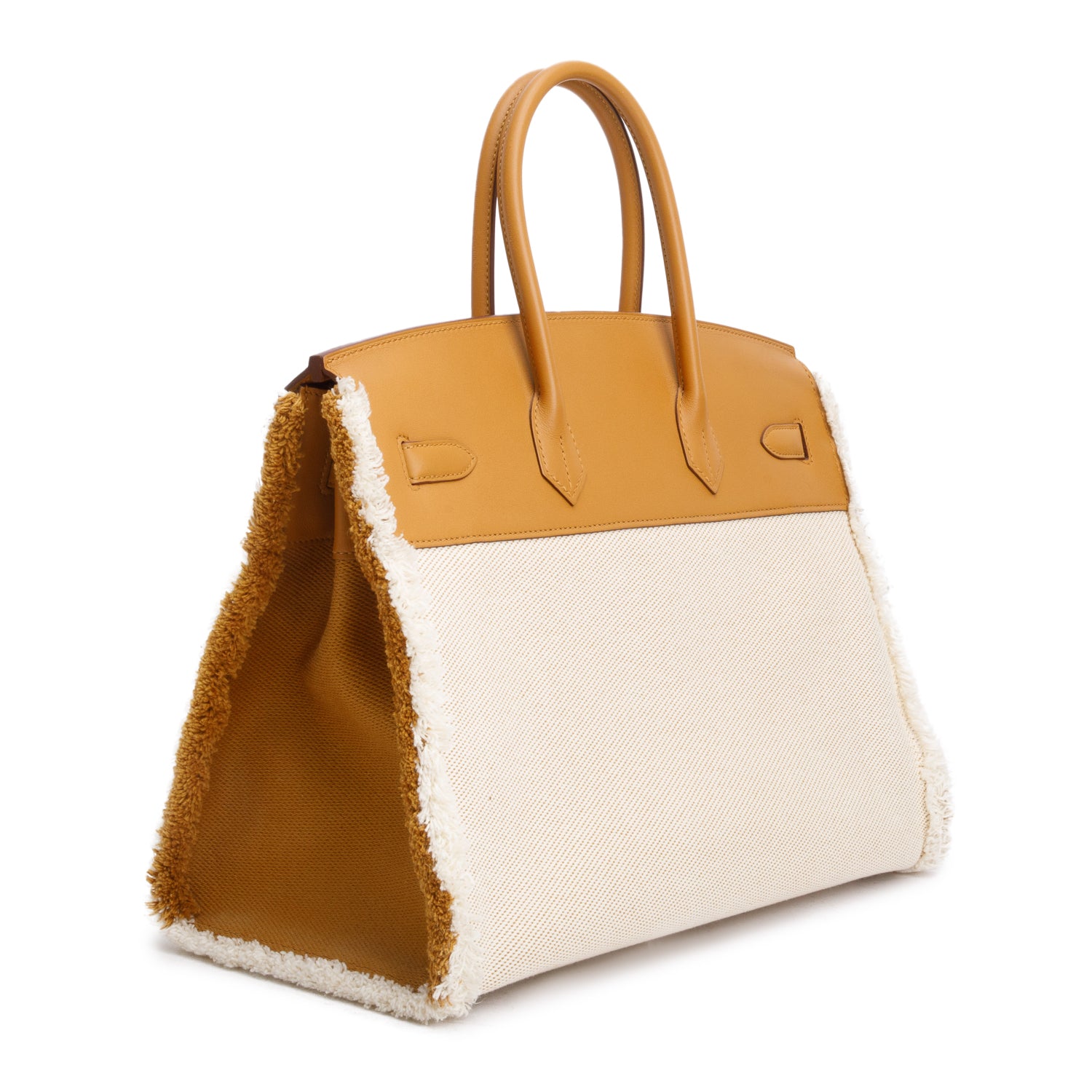 Hermes 2021 Limited Edition Sesame Swift And Ecru Toile H Fray Fray Birkin 35