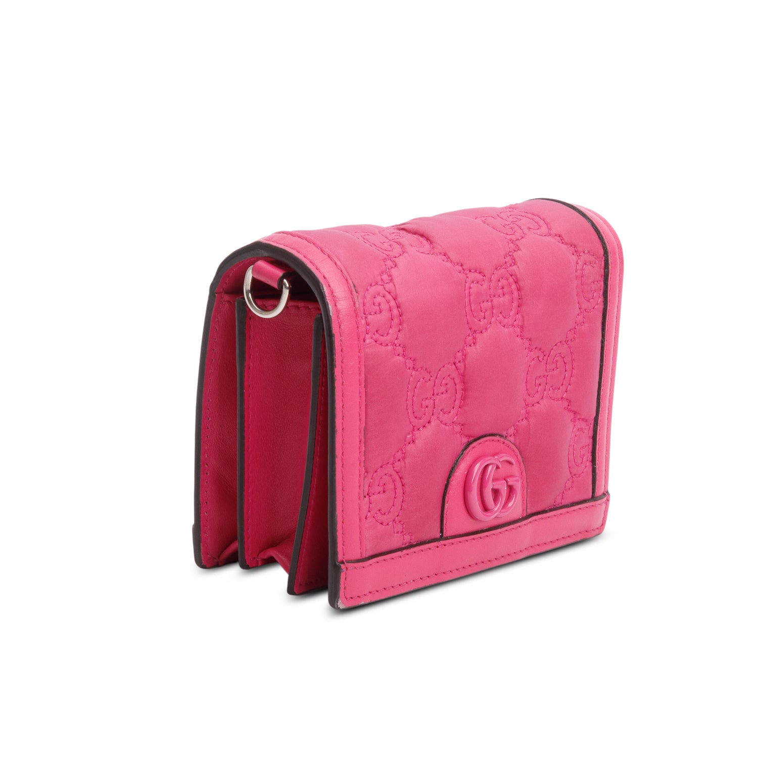 Gucci Pink Nylon Calfskin Enamel GG Matelasse Mini Bag w/ Strap