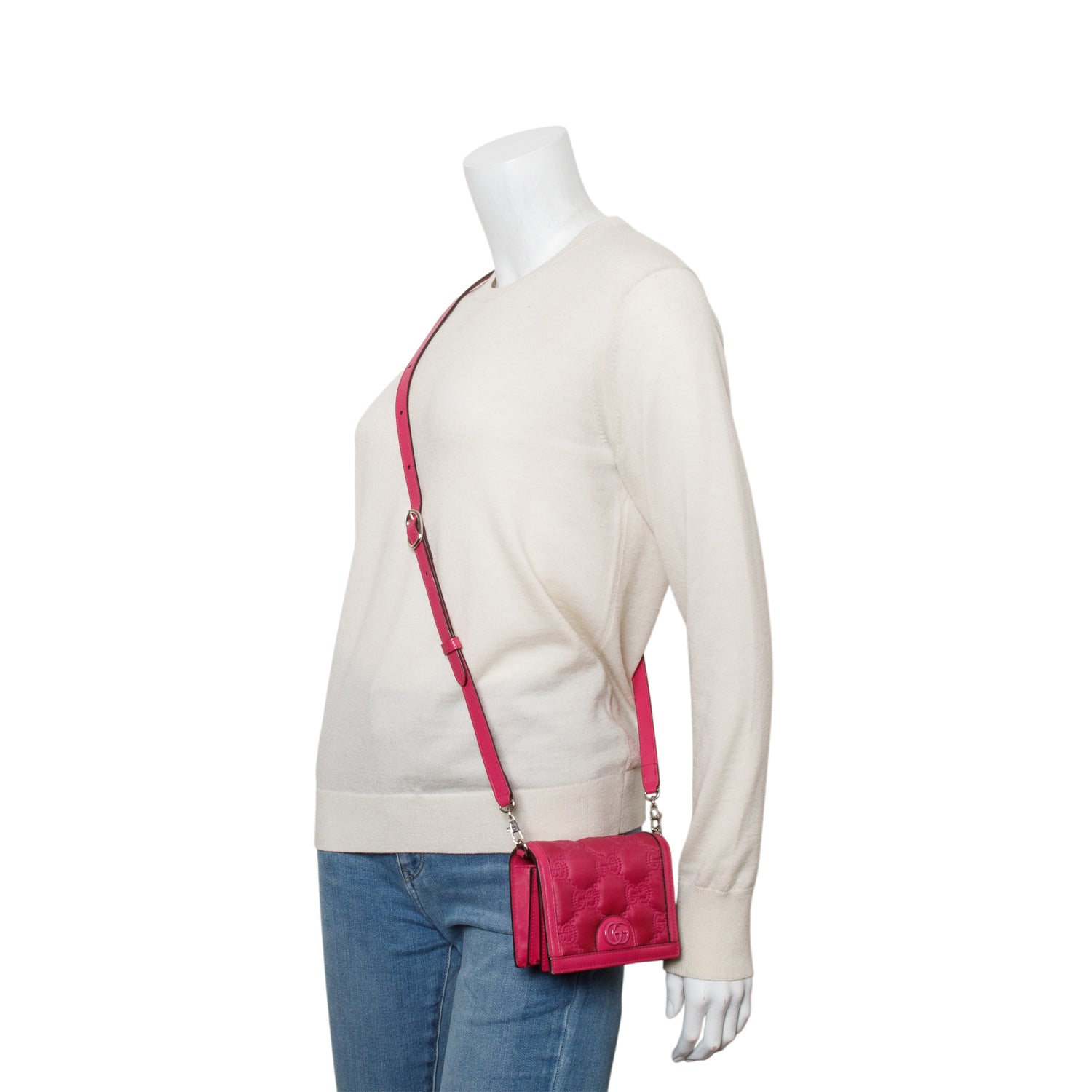 Gucci Pink Nylon Calfskin Enamel GG Matelasse Mini Bag w/ Strap