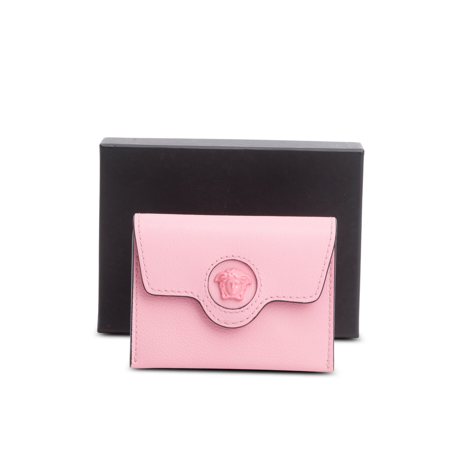 Versace Pink Leather La Medusa Accordion Card Case w/ Box