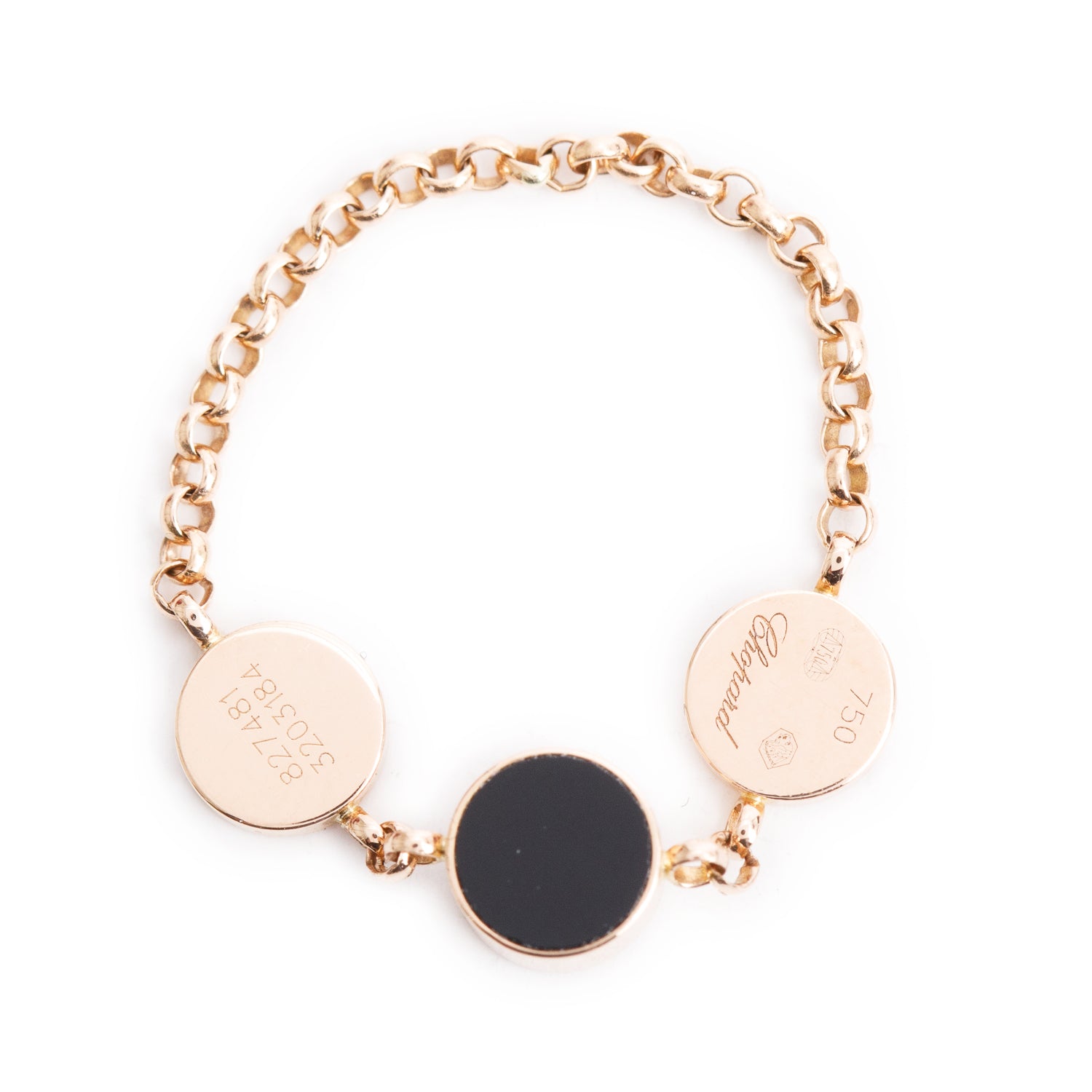 Chopard 18k Rose Gold Diamond & Onyx Happy Darling Chain Ring, Size 4.5