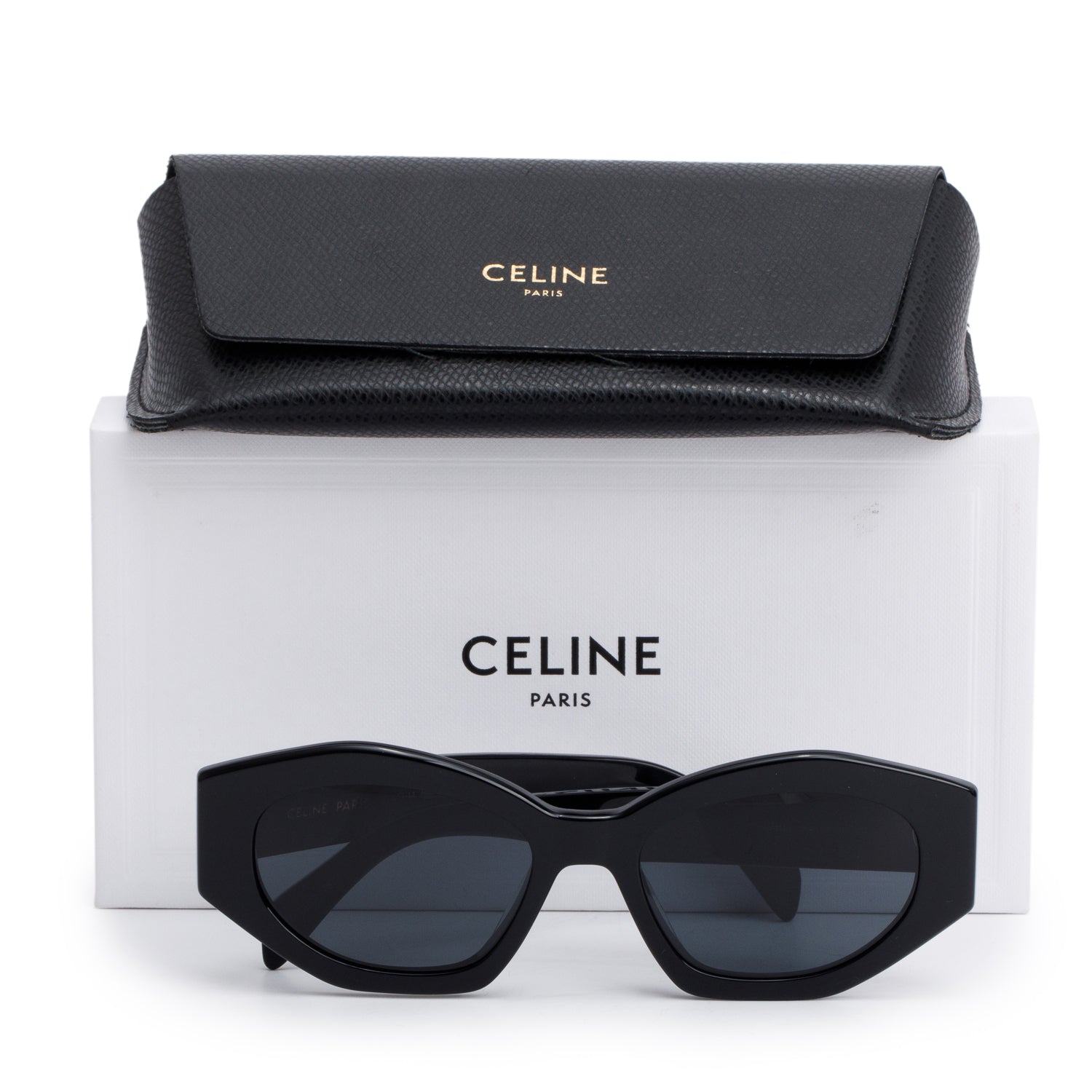 Celine CL40238U Black Cat Eye Triomphe Sunglasses w/ Box & Case