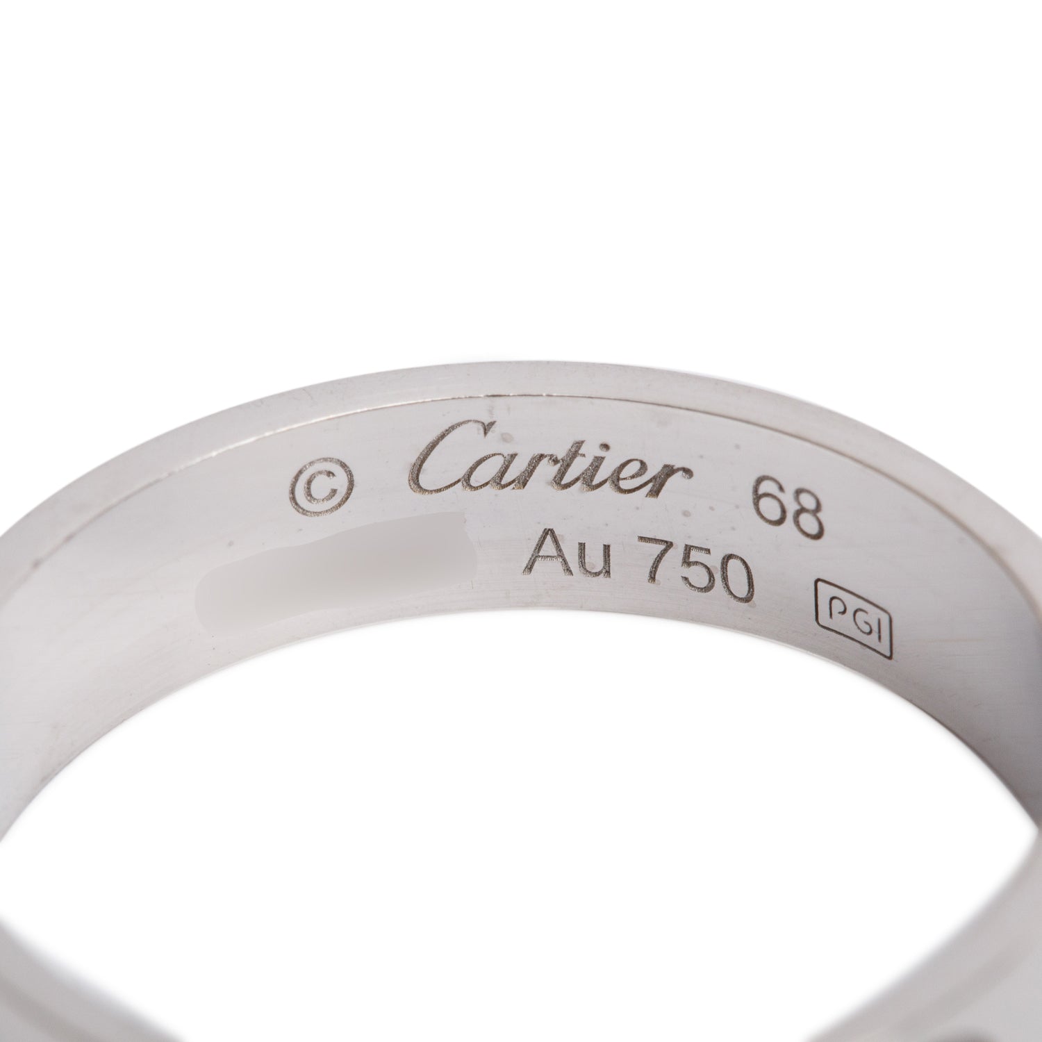 Cartier 18k White Gold 5.5 MM Love Ring, Classic Model, Size 68 12.5