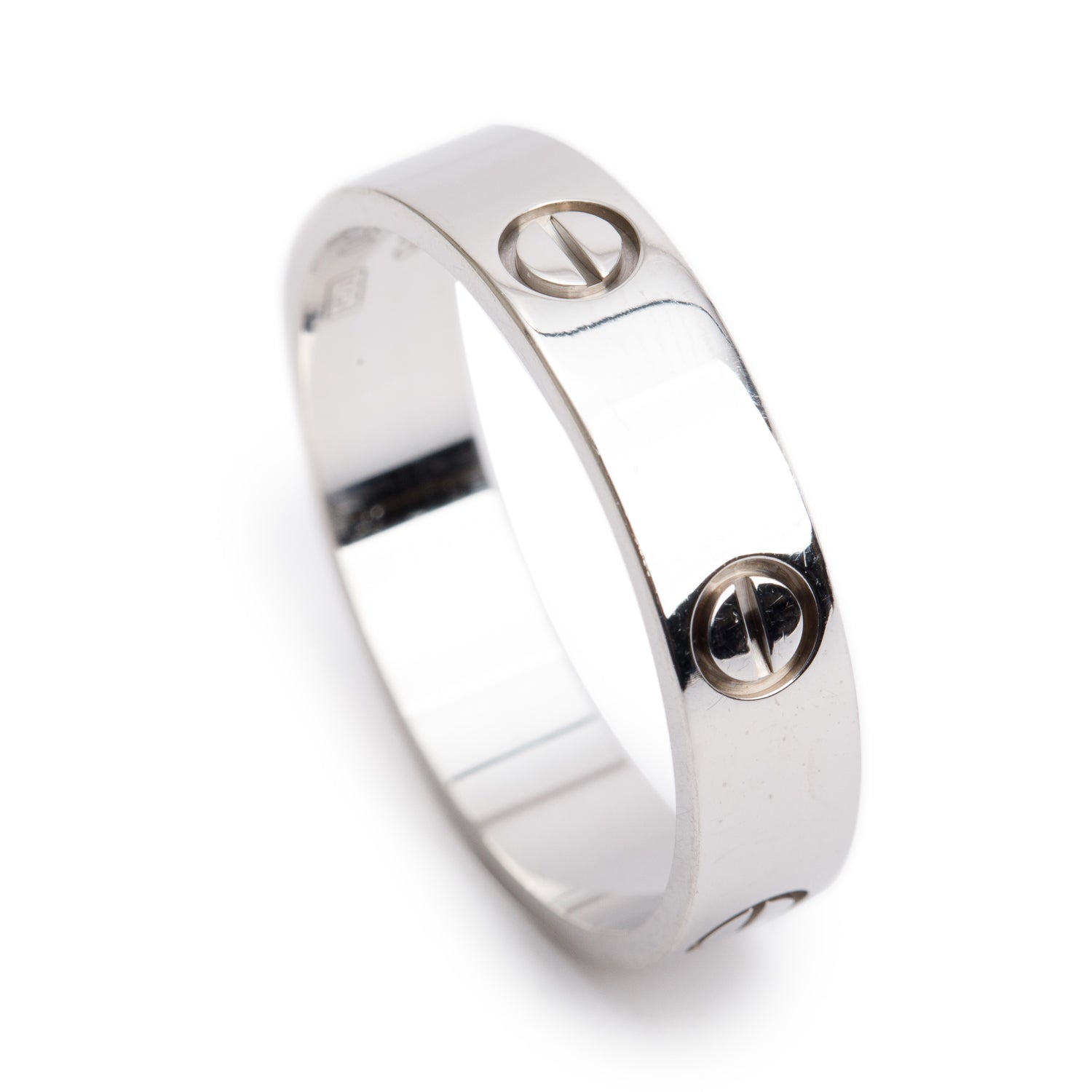 Cartier 18k White Gold 5.5 MM Love Ring, Classic Model, Size 68 12.5