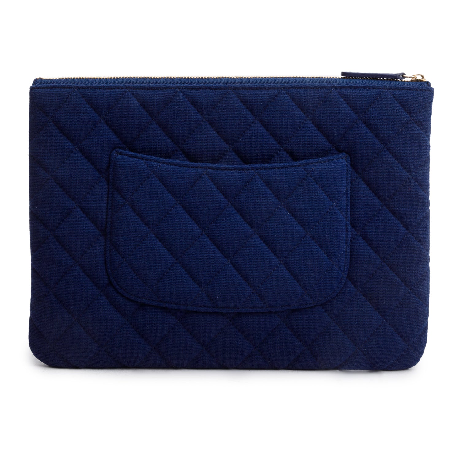 Chanel Blue Quilted Jersey O-Case Clutch w/ Box & Authenticity Card