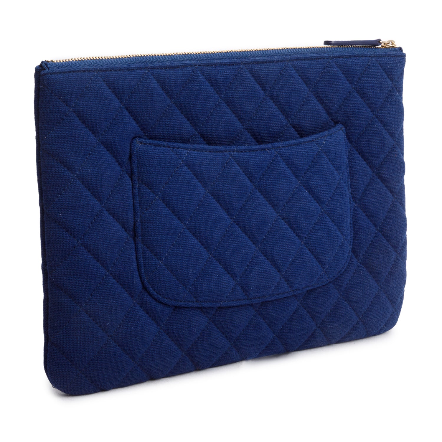 Chanel Blue Quilted Jersey O-Case Clutch w/ Box & Authenticity Card