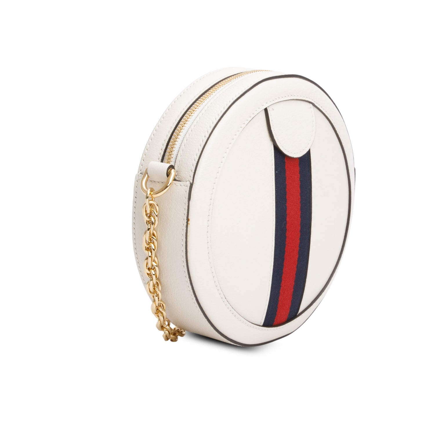 Gucci White Textured Calfskin Web Mini Ophidia Crossbody Bag
