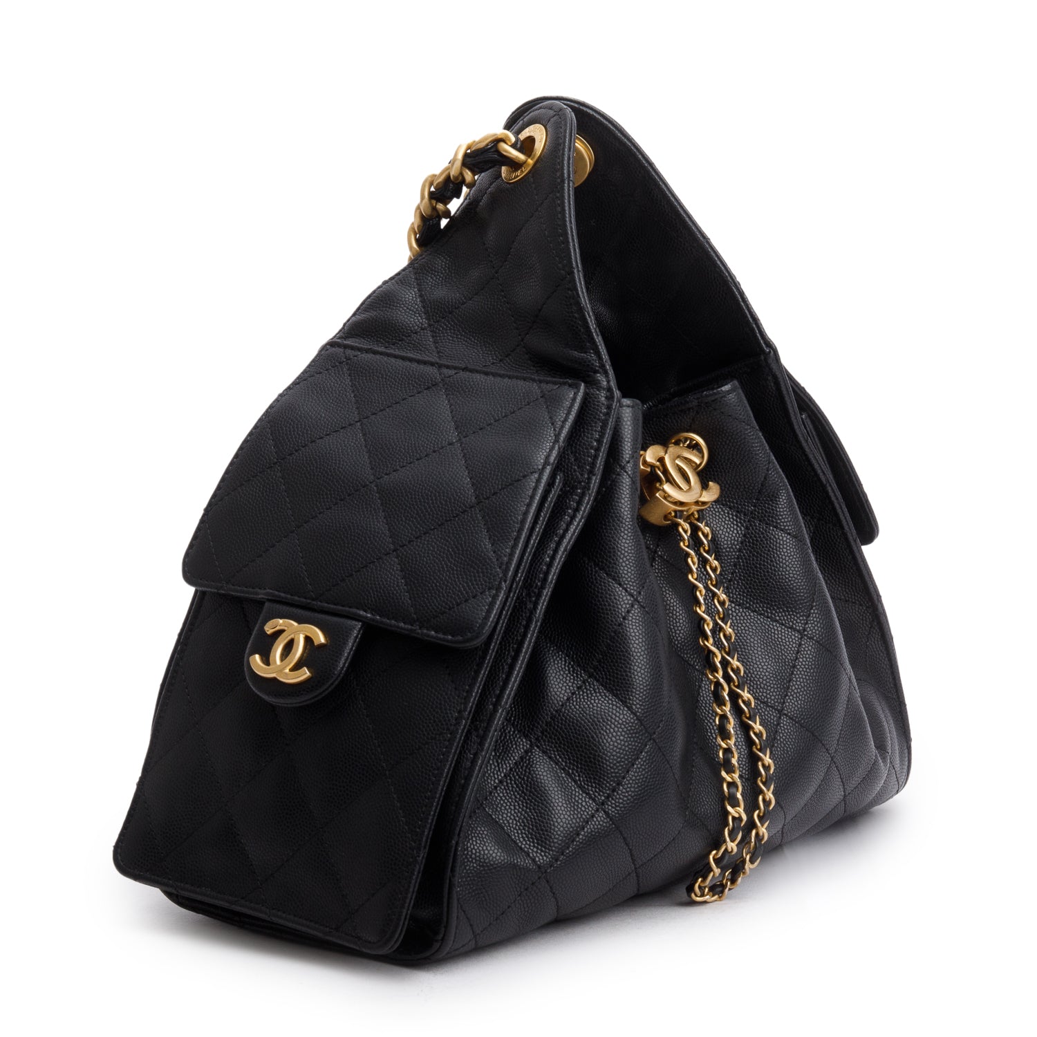 Chanel 2025 Black Caviar Leather 25 Small Bucket Bag w/ Box & Receipt
