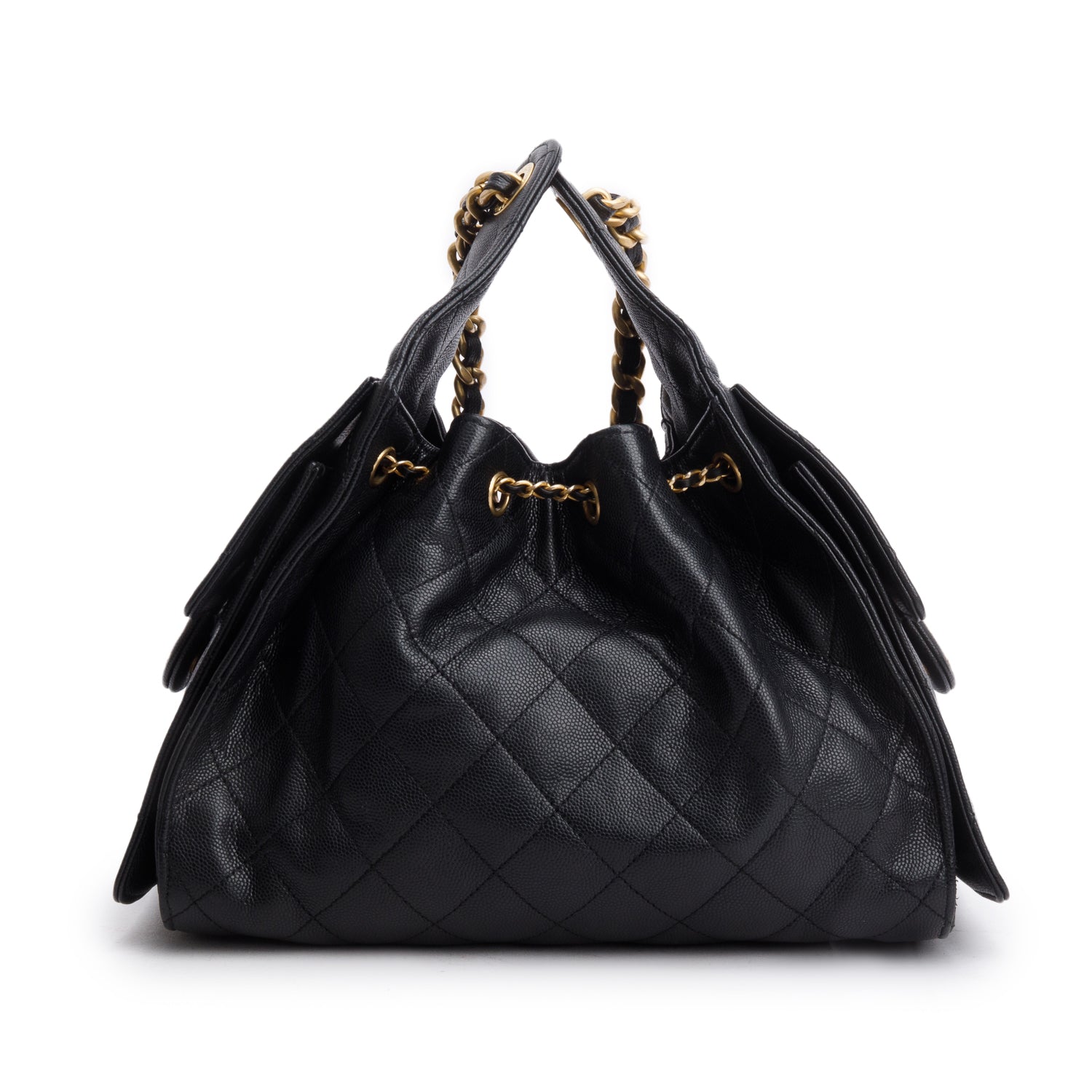 Chanel 2025 Black Caviar Leather 25 Small Bucket Bag w/ Box & Receipt