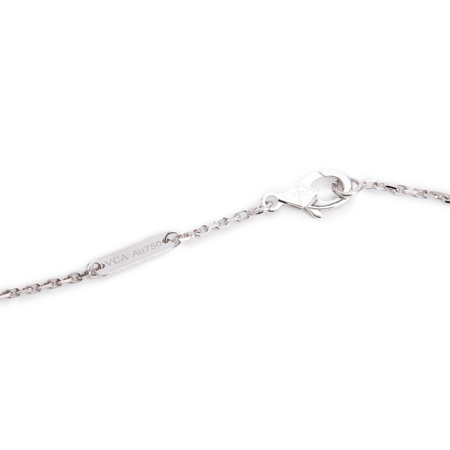 Van Cleef & Arpels 2025 18k White Gold Vintage Alhambra Mother of Pearl Pendant Necklace w/ Box, Receipt & Certificate