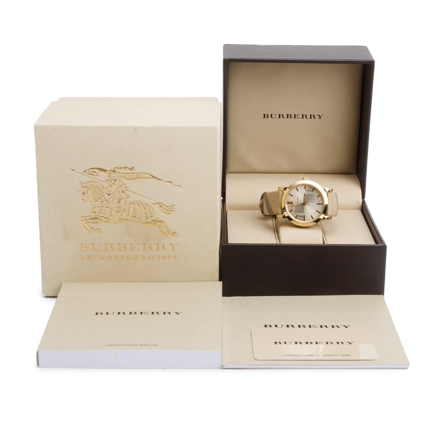 Burberry Gold-Plated Stainless Steel BU1396 38 MM The City Quartz Watch w/ Box & Papers
