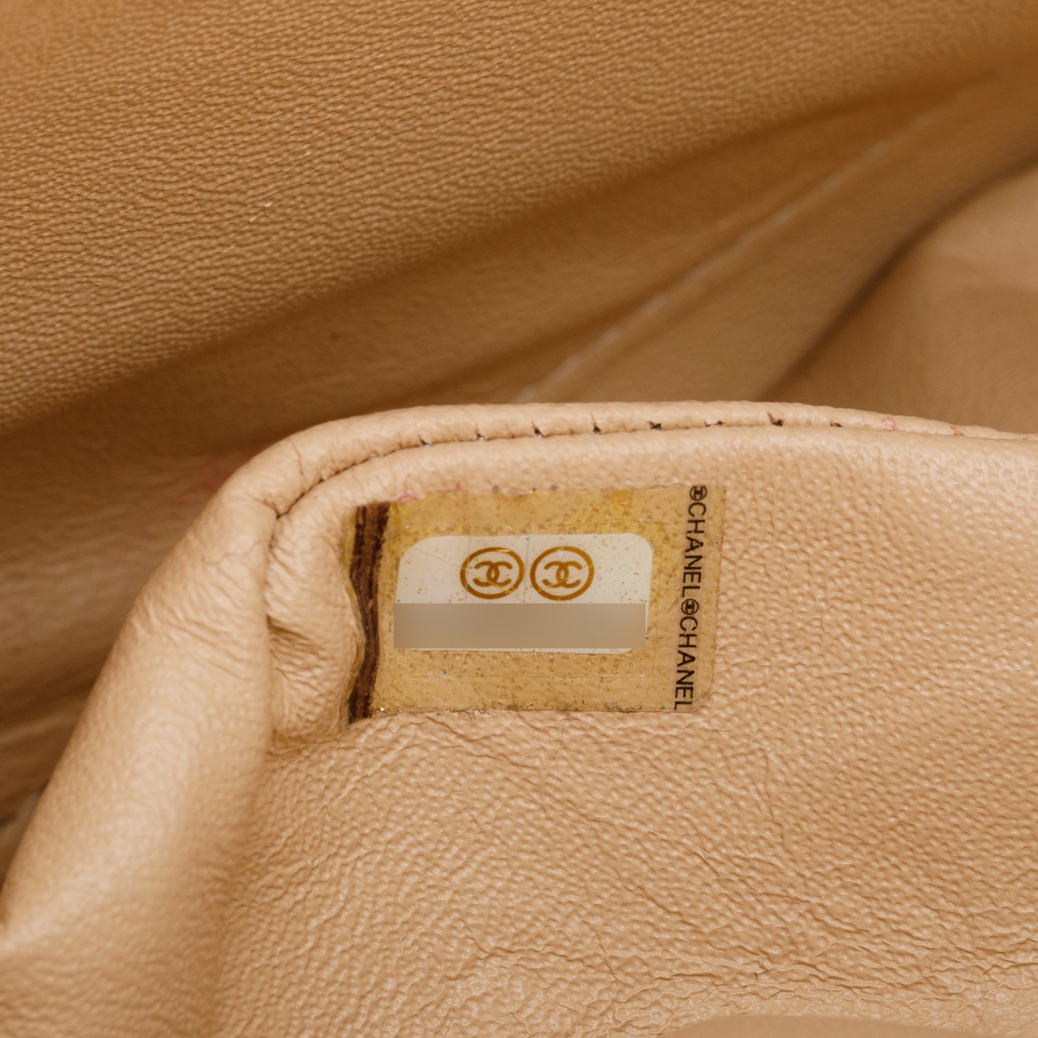 Chanel Beige Quilted Caviar Leather Classic Jumbo Double Flap Bag w/ Authenticity Card