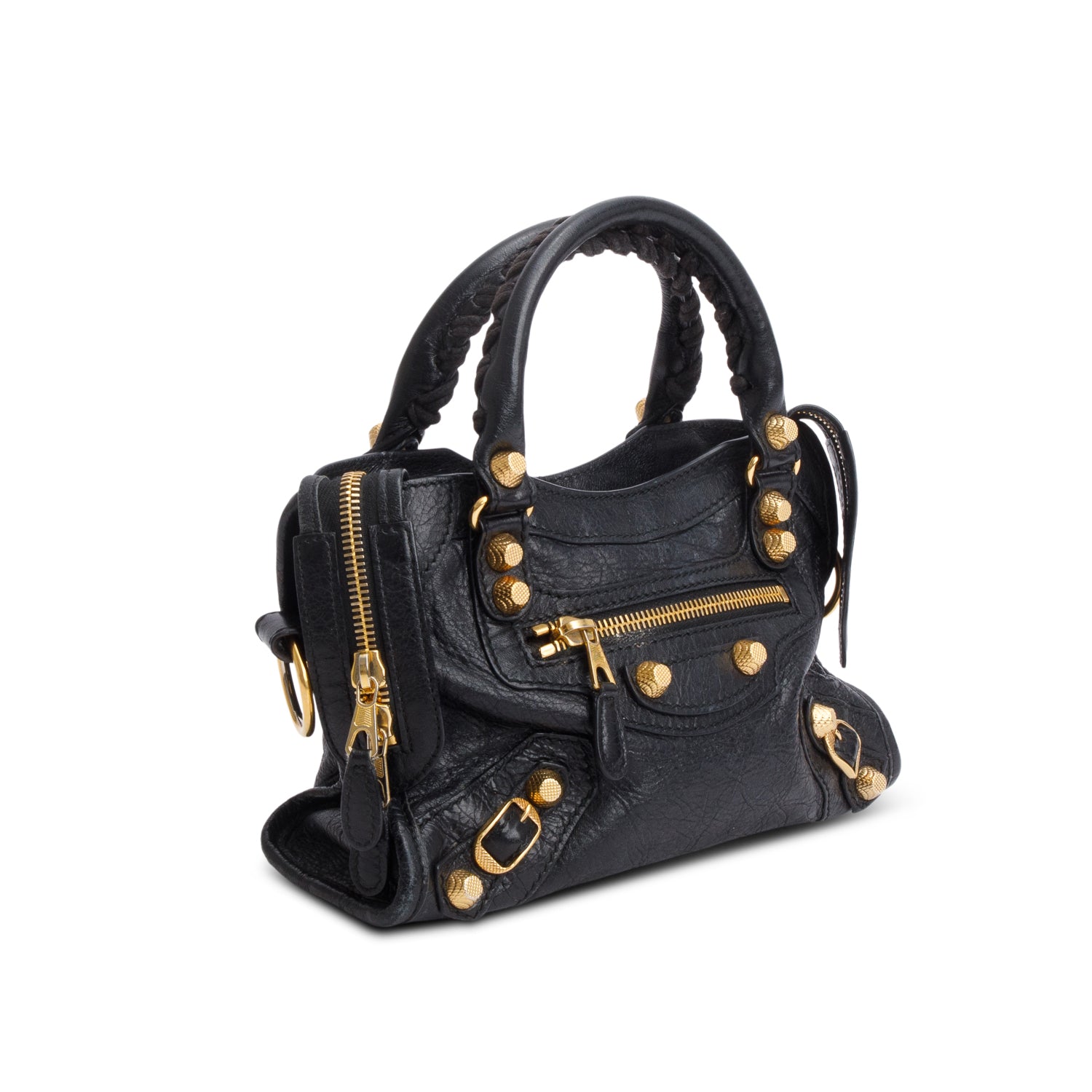 Balenciaga Black Agneau Leather Classic Mini City Bag w/ Strap