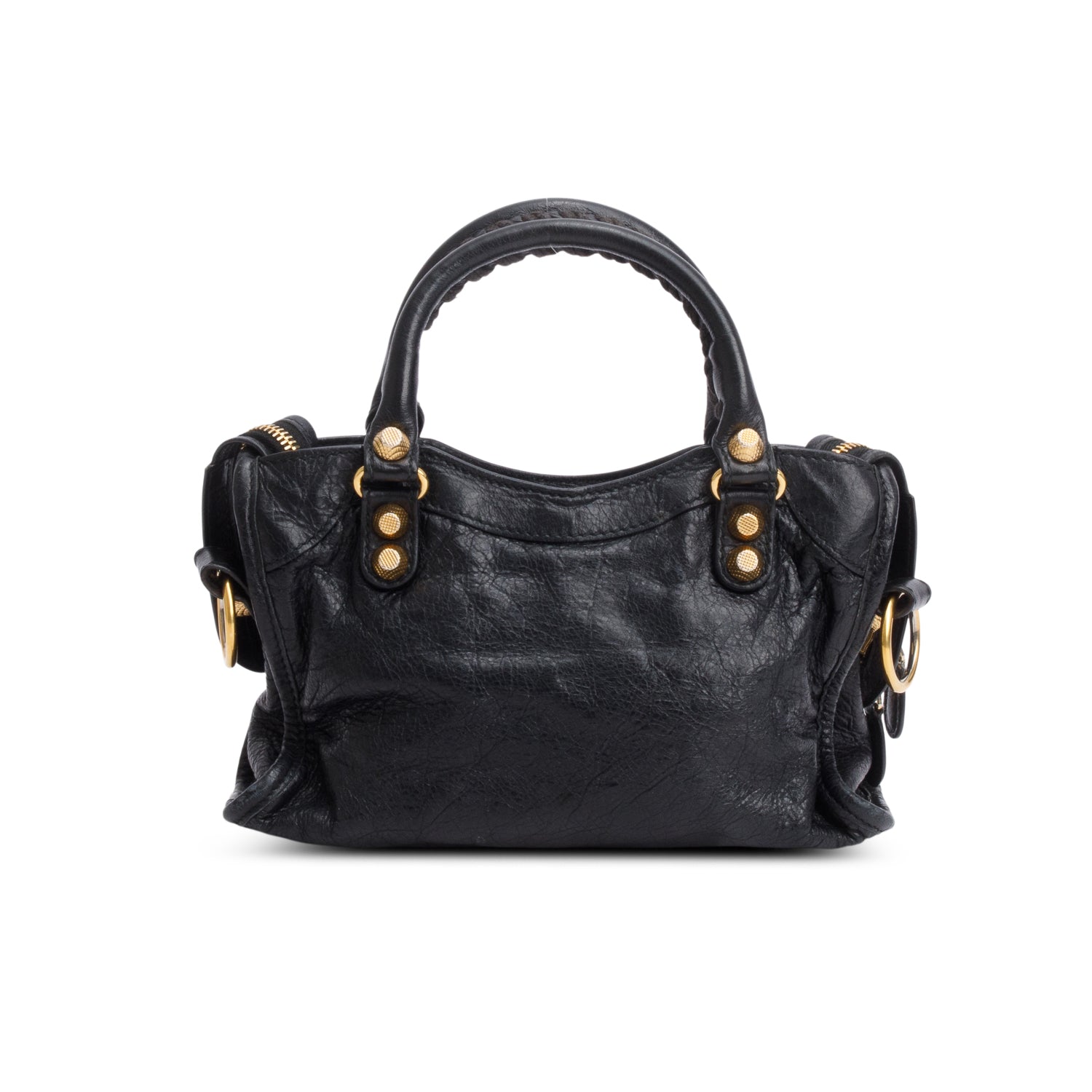 Balenciaga Black Agneau Leather Classic Mini City Bag w/ Strap