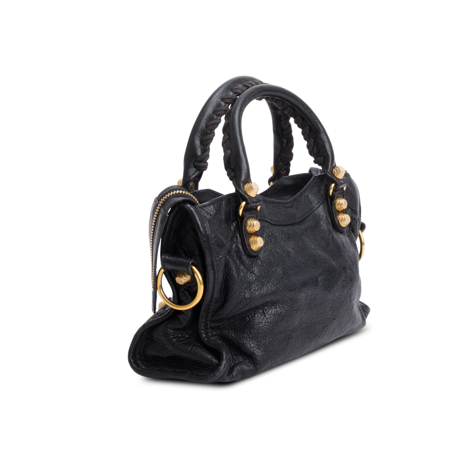 Balenciaga Black Agneau Leather Classic Mini City Bag w/ Strap