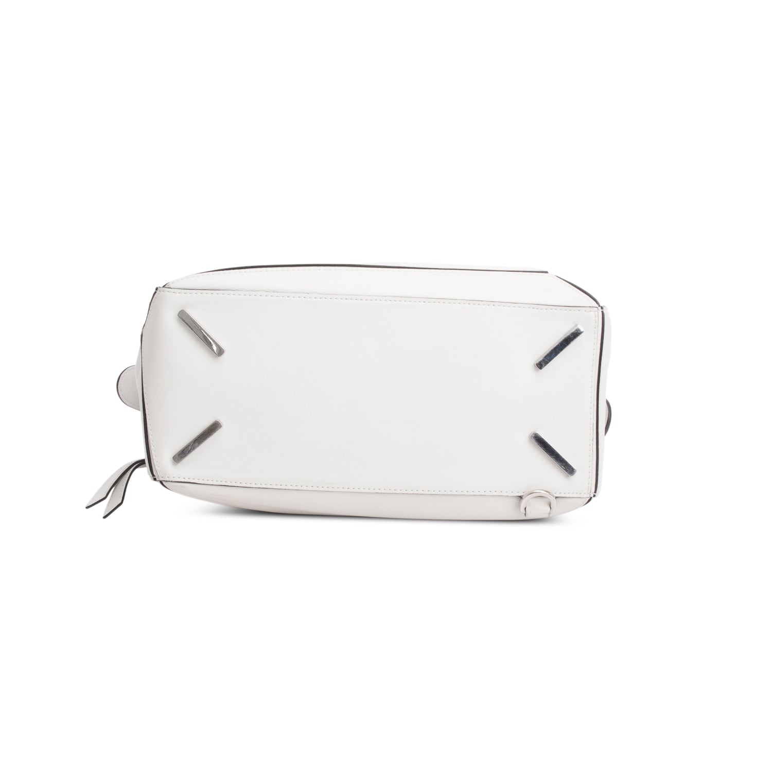 Loewe White Calfskin Leather Medium Puzzle Edge Bag w/ Strap