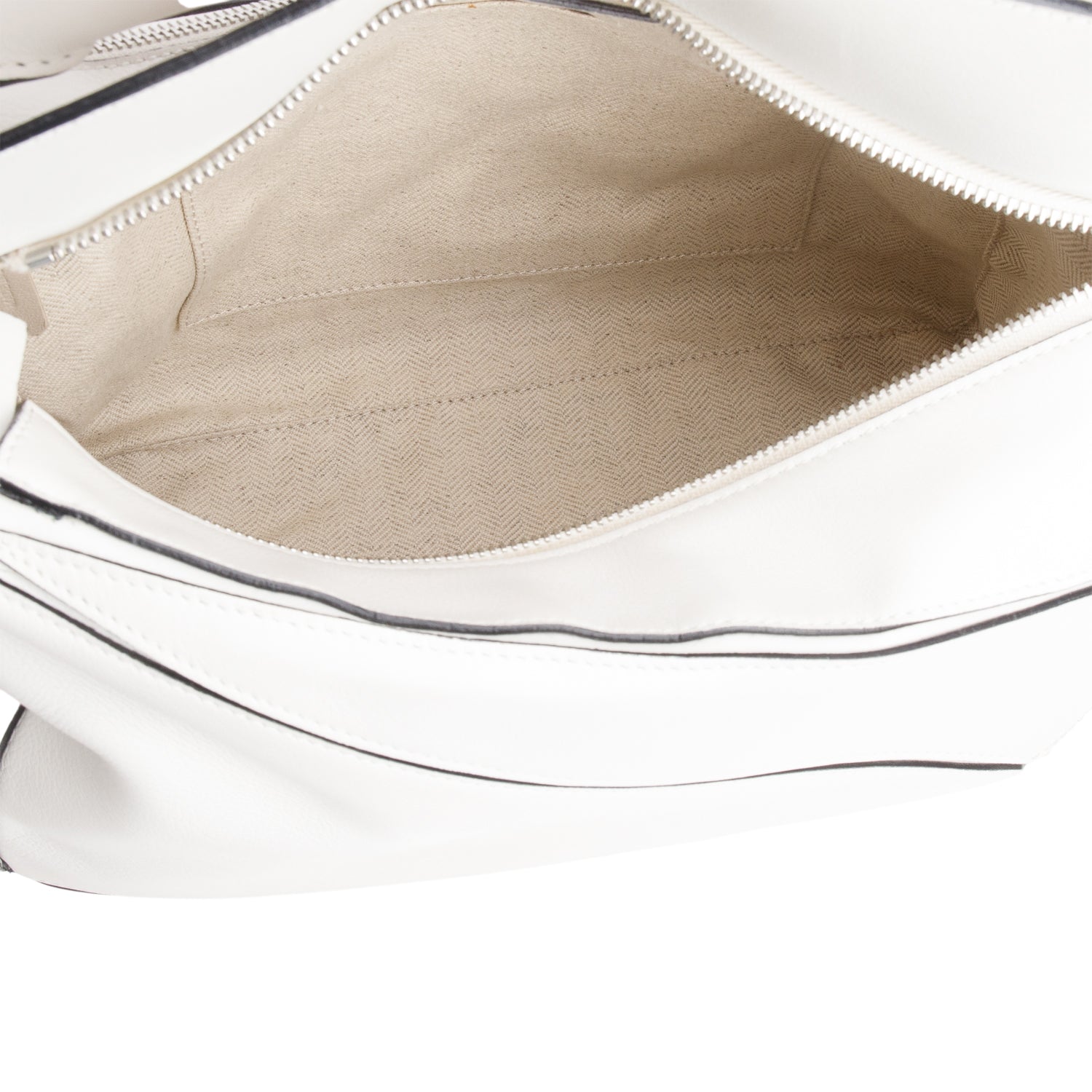 Loewe White Calfskin Leather Medium Puzzle Edge Bag w/ Strap