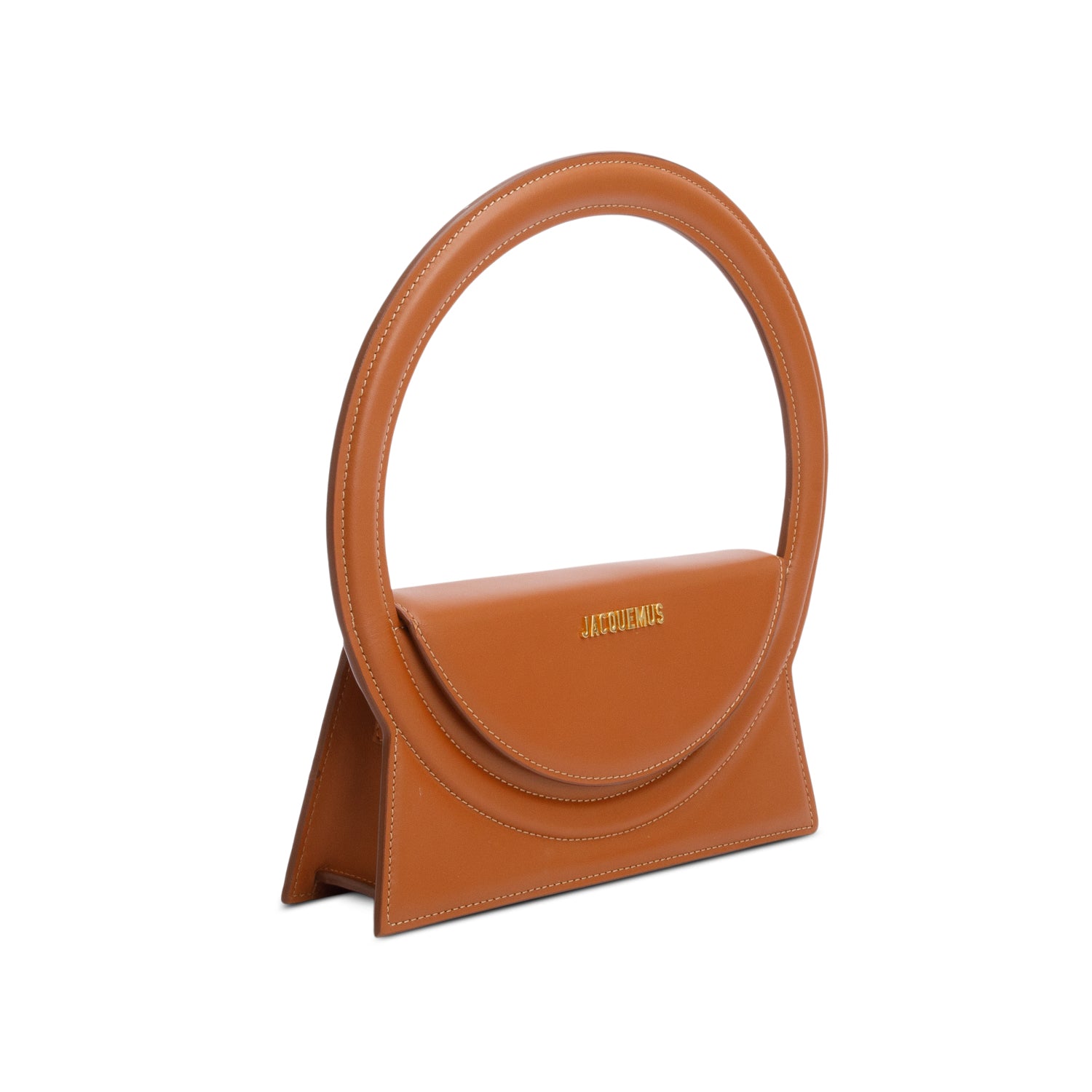 Jacquemus Brown Leather Le Sac Rond Bag w/ Strap