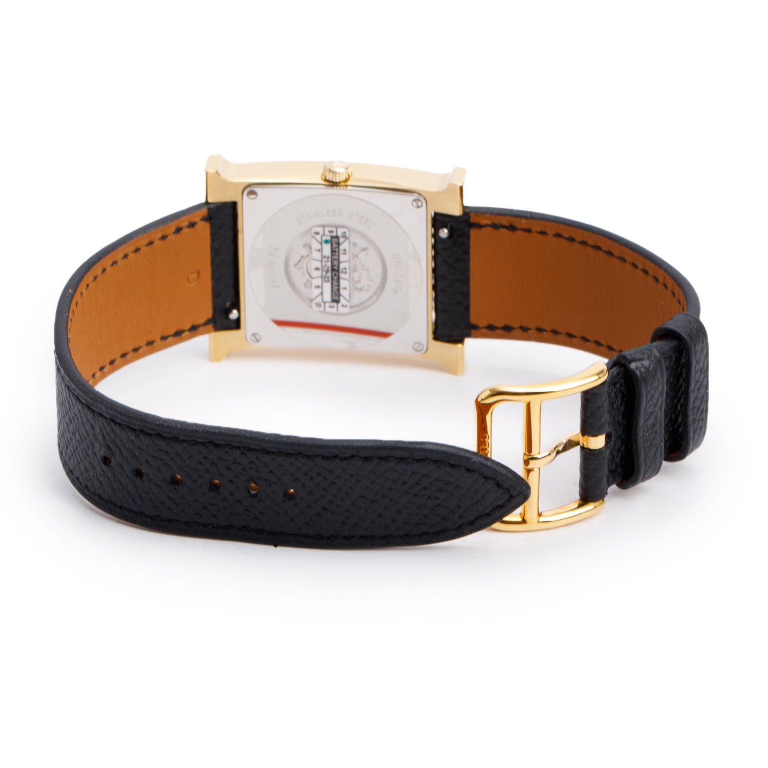Hermes Gold Plated Stainless Steel Heure H Medium Model 30 MM Watch w/ Box
