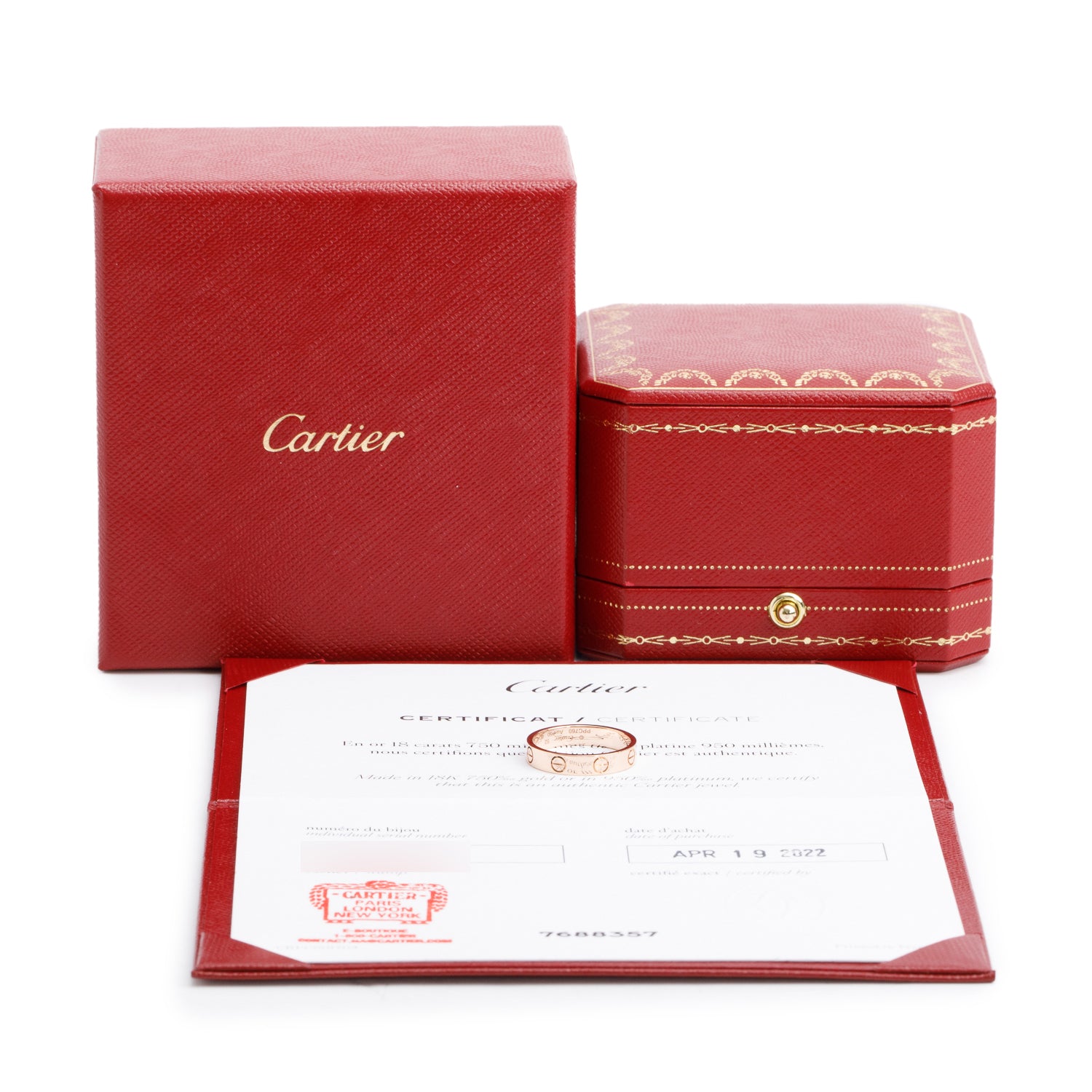 Cartier 2022 18k Rose Gold 3.6 mm Love Wedding Band Ring, Size 52 6 w/ Box & Certificate