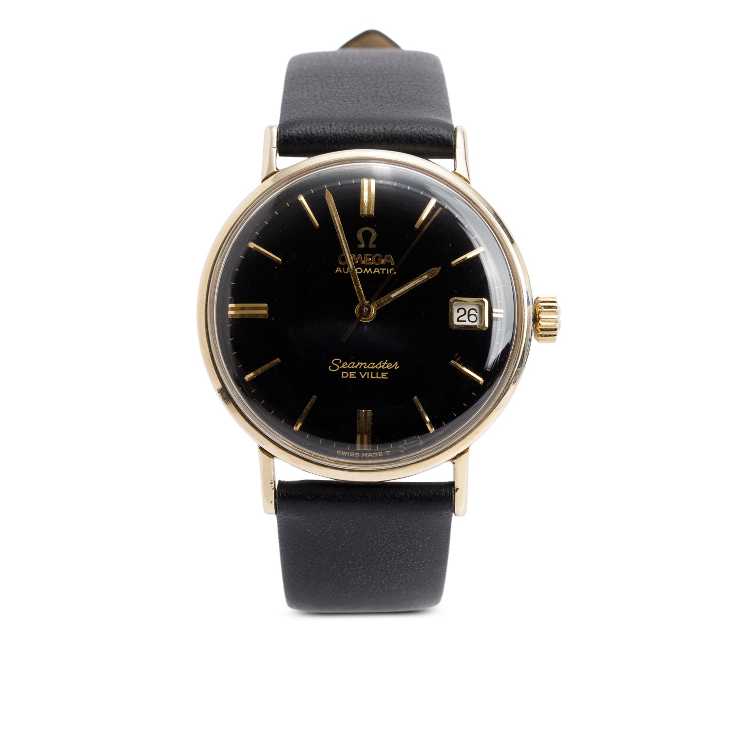 Omega Vintage Gold-Plated Stainless Steel Seamaster De Ville 34 MM Automatic Watch Black Dial