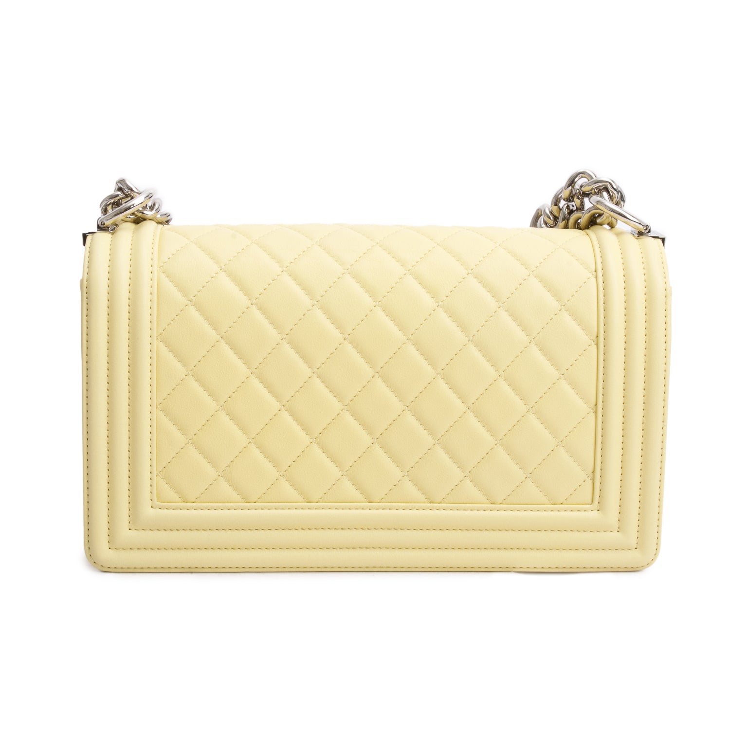Chanel Yellow Quilted Lambskin Leather Medium Boy Bag w/ Authenticity Card