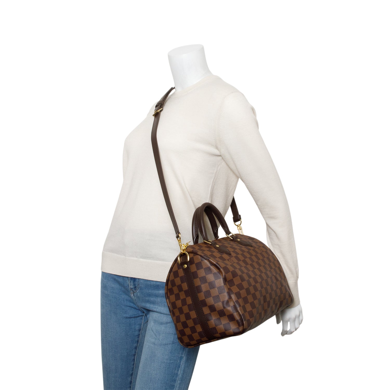 Louis Vuitton 2022 Damier Ebene Speedy Bandouliere 30 w/ Strap & Receipt