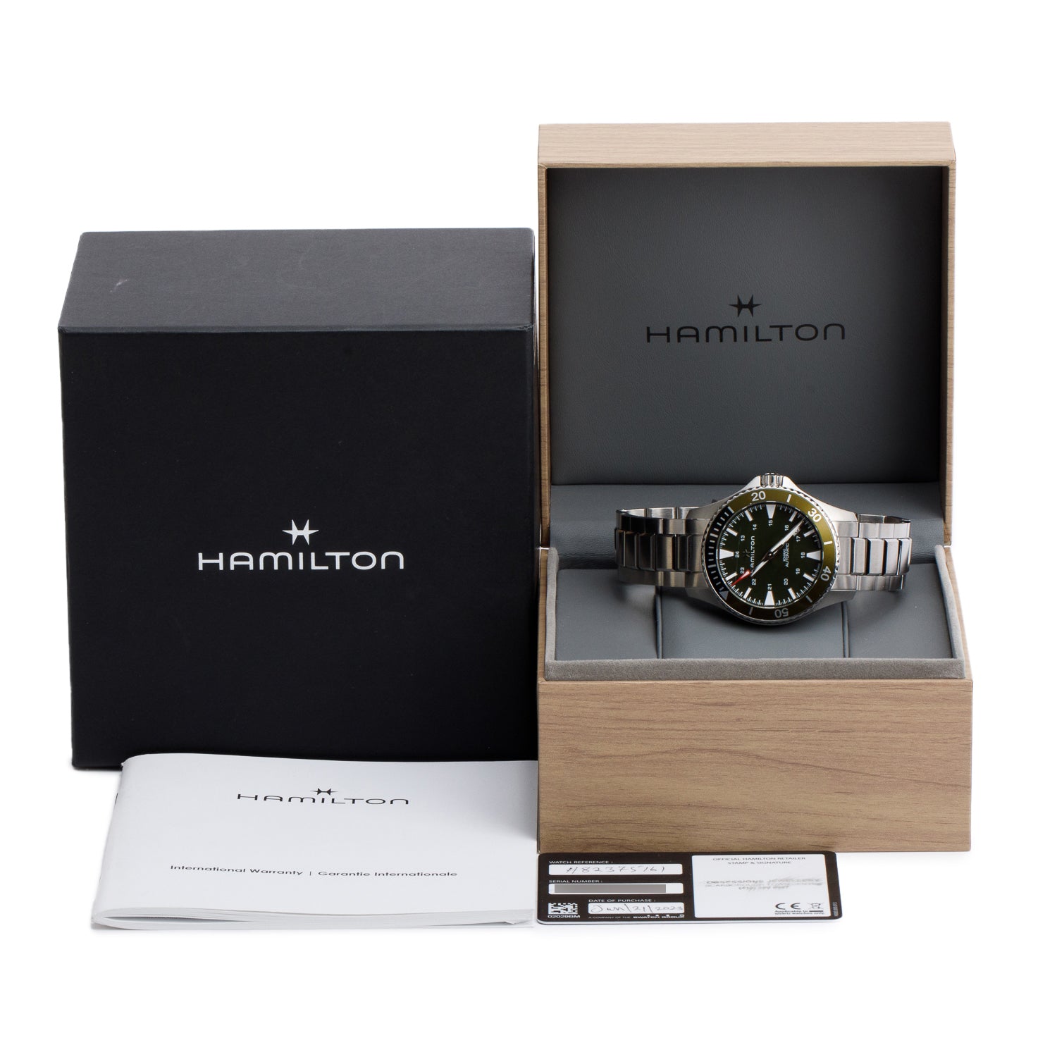 Hamilton 2023 Stainless Steel Khaki Navy Scuba 40 MM Automatic Watch Green Dial H823750 w/ Box & Papers