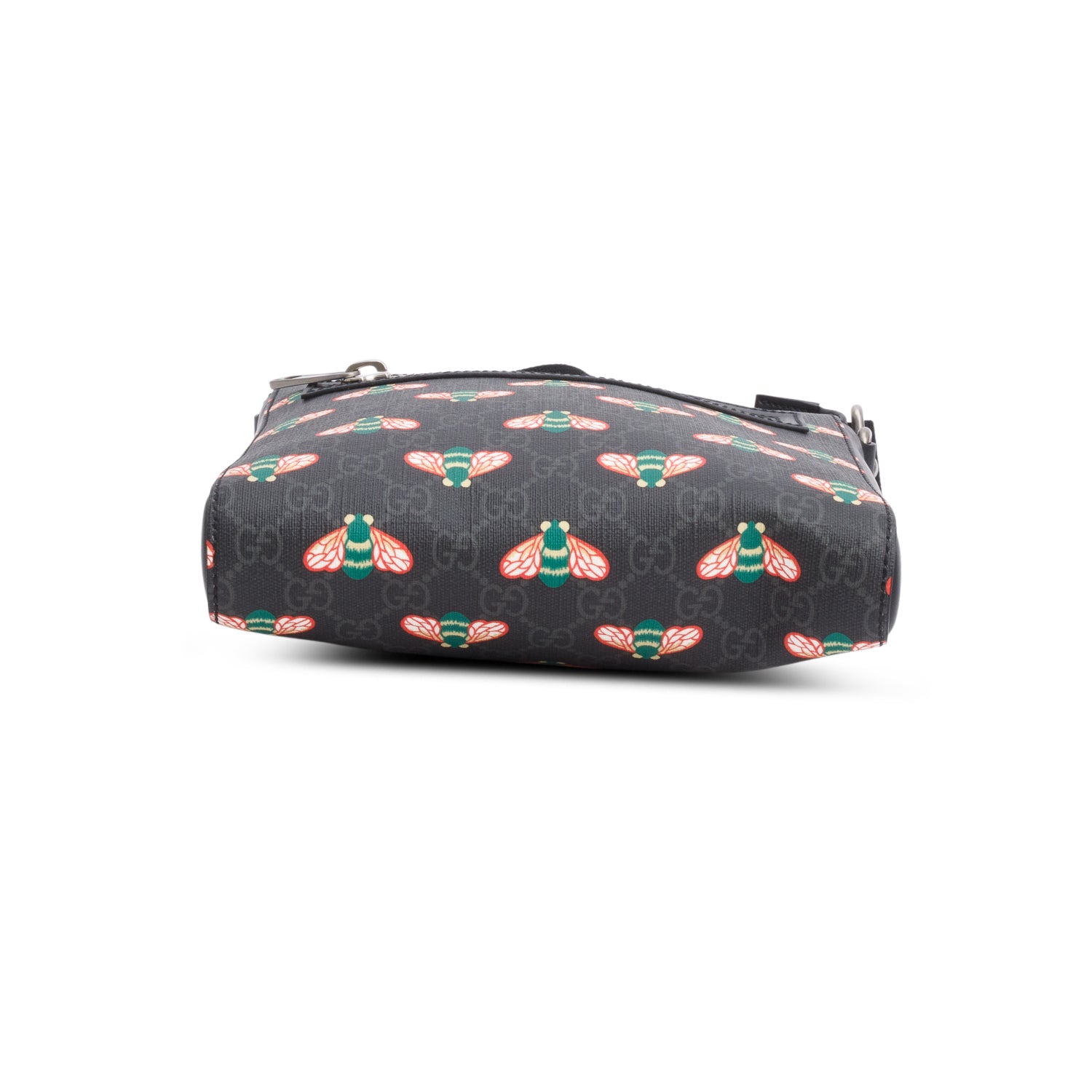 Gucci Black GG Supreme Monogram Bestiary Flat Messenger Bag