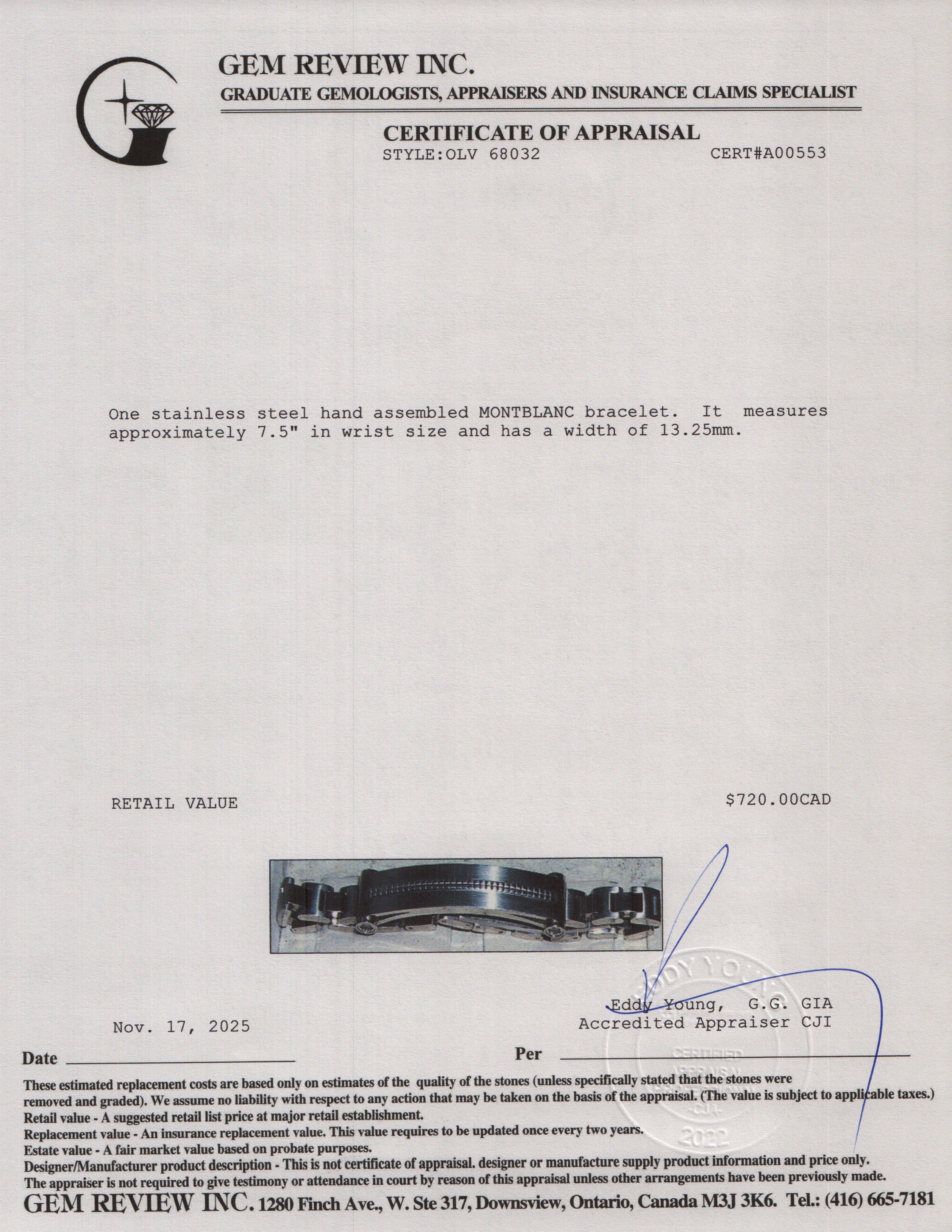 Montblanc Stainless Steel Bracelet w/ Box