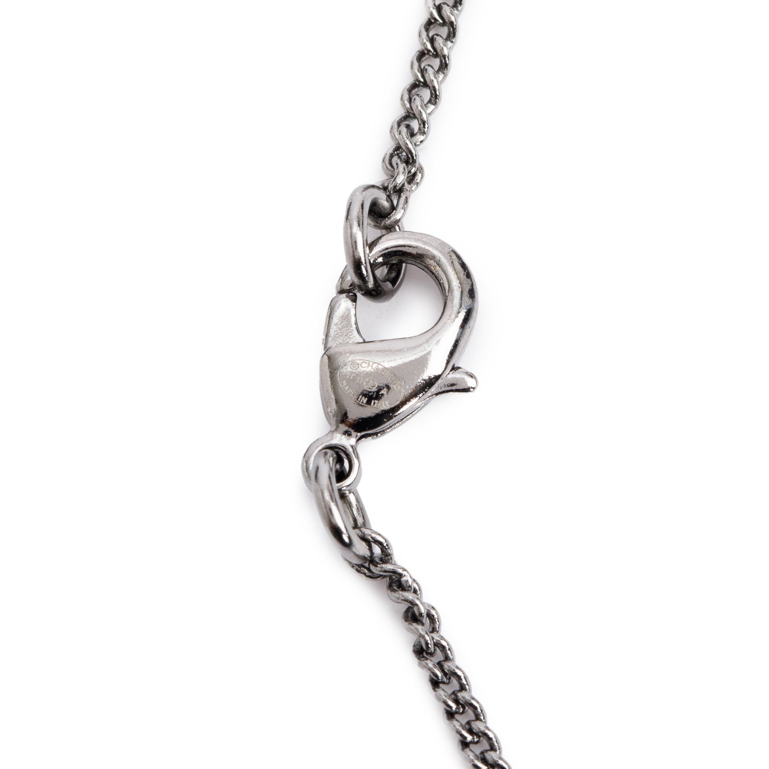 Chanel 2020 Palladium-Plated Faux Pearl & Strass CC Pendant Necklace w/ Box