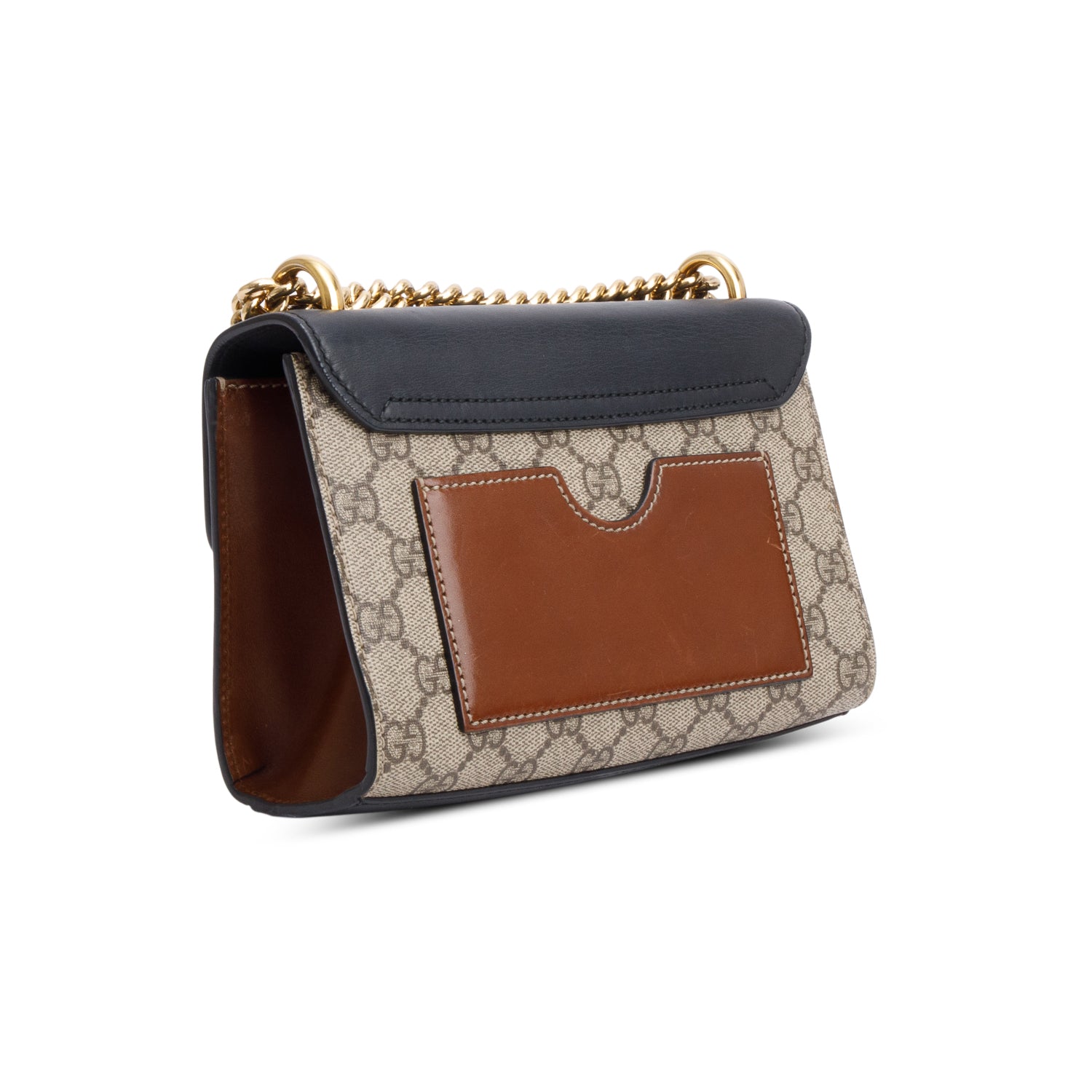 Gucci Black GG Supreme Monogram Calfskin Mini Padlock Chain Shoulder Bag