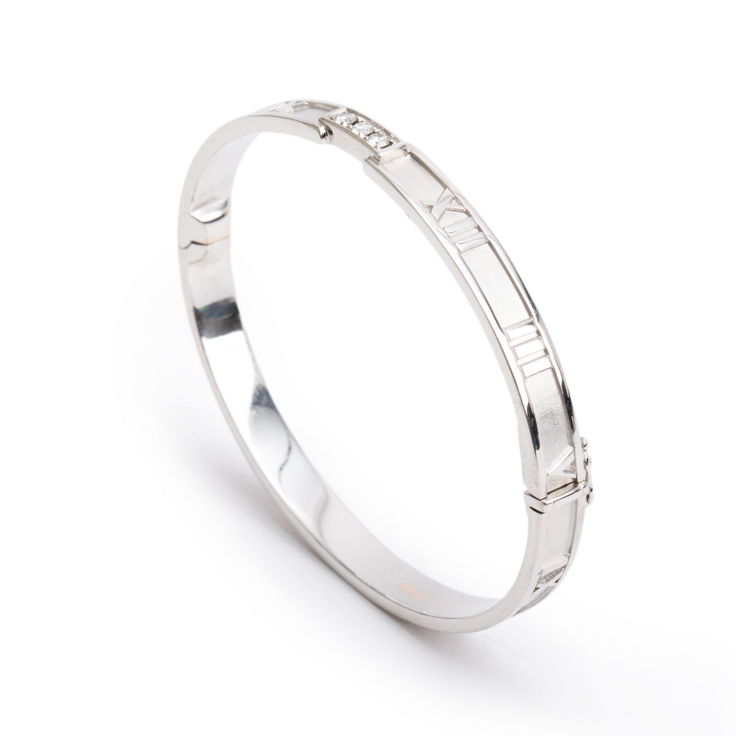 Tiffany & Co. 18k White Gold Diamond Atlas Bracelet w/ Box