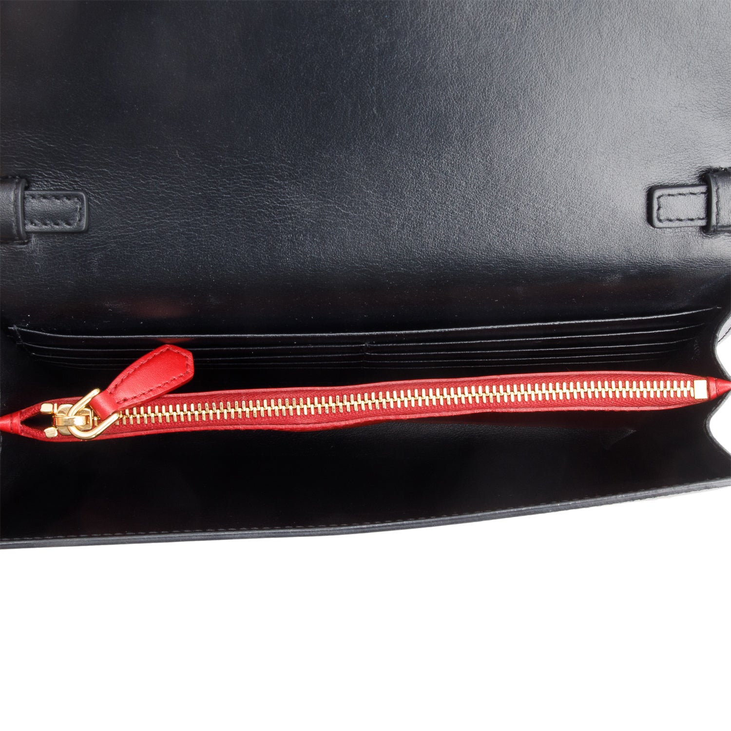 Prada Black Saffiano Leather Flap Wallet w/ Strap & Box