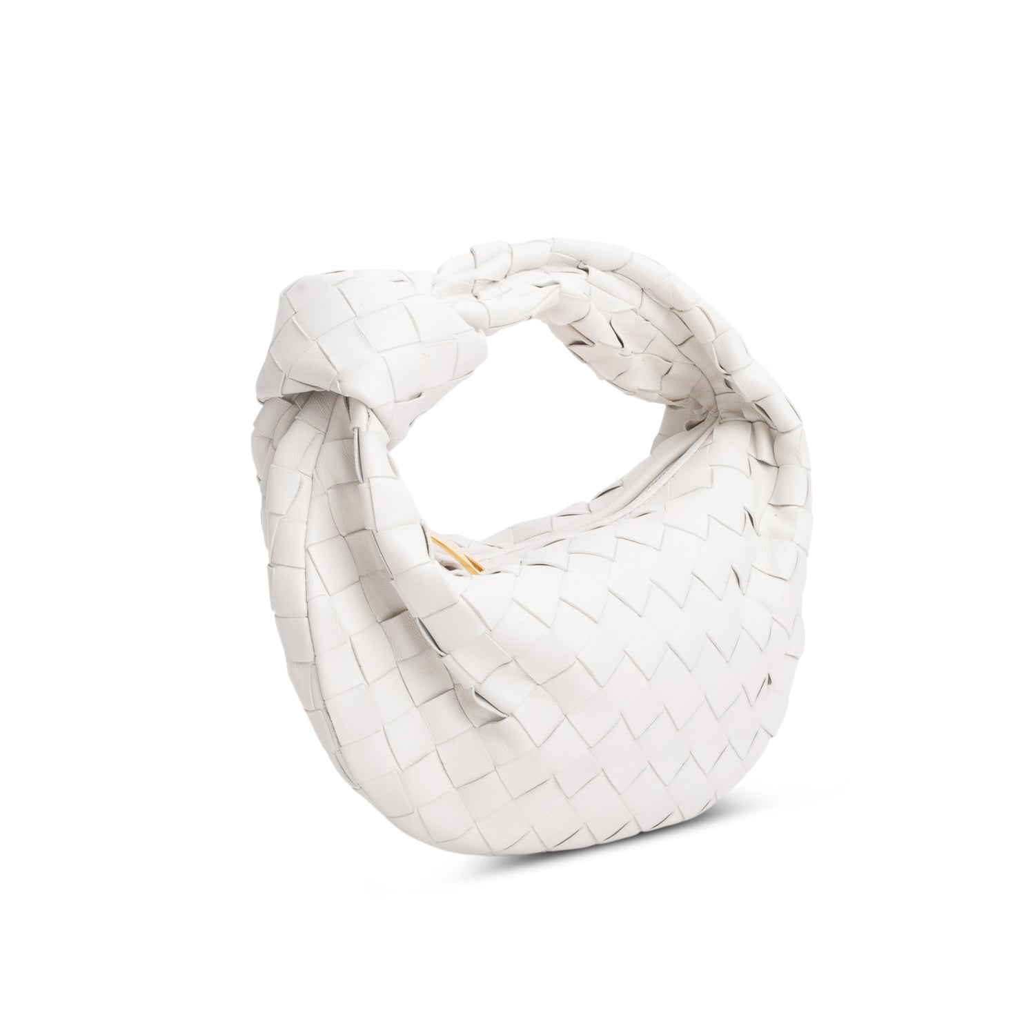 Bottega Veneta White Lambskin Intrecciato Mini Jodie