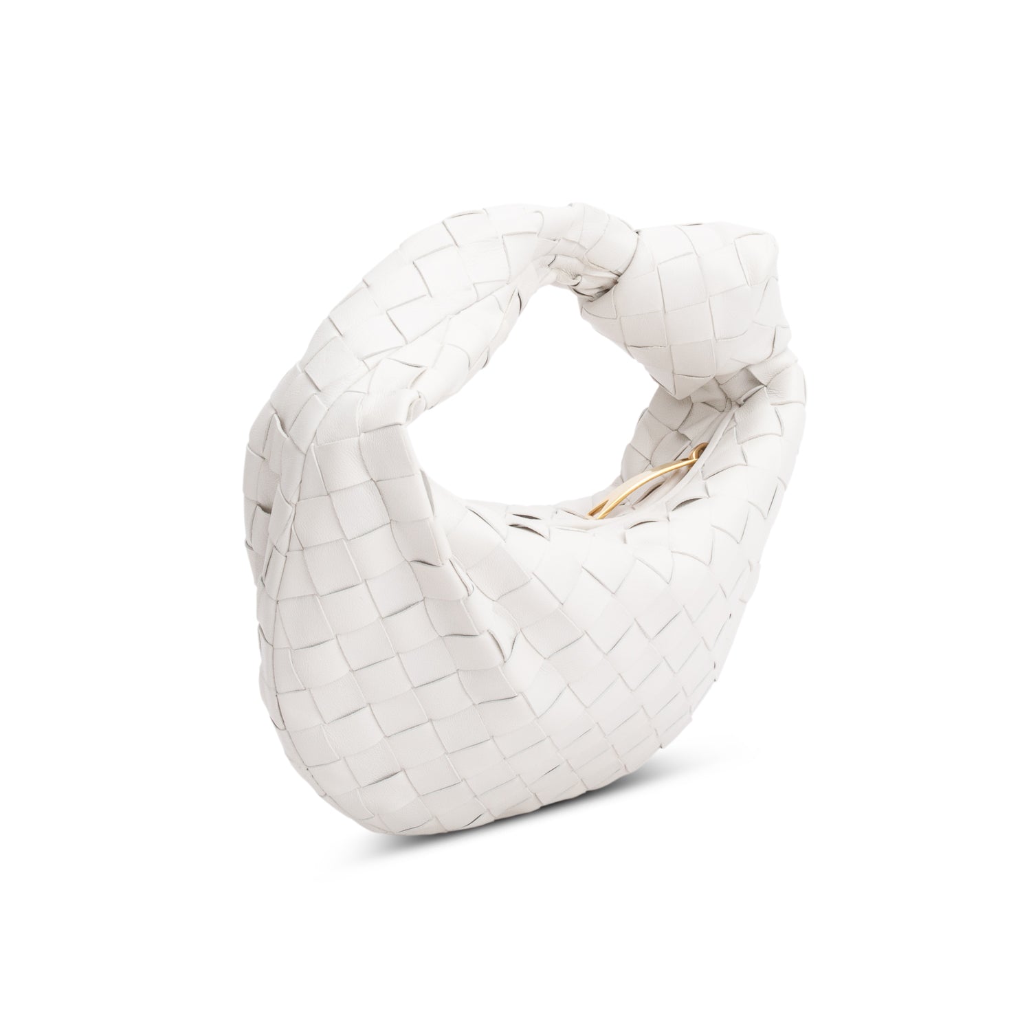 Bottega Veneta White Lambskin Intrecciato Mini Jodie